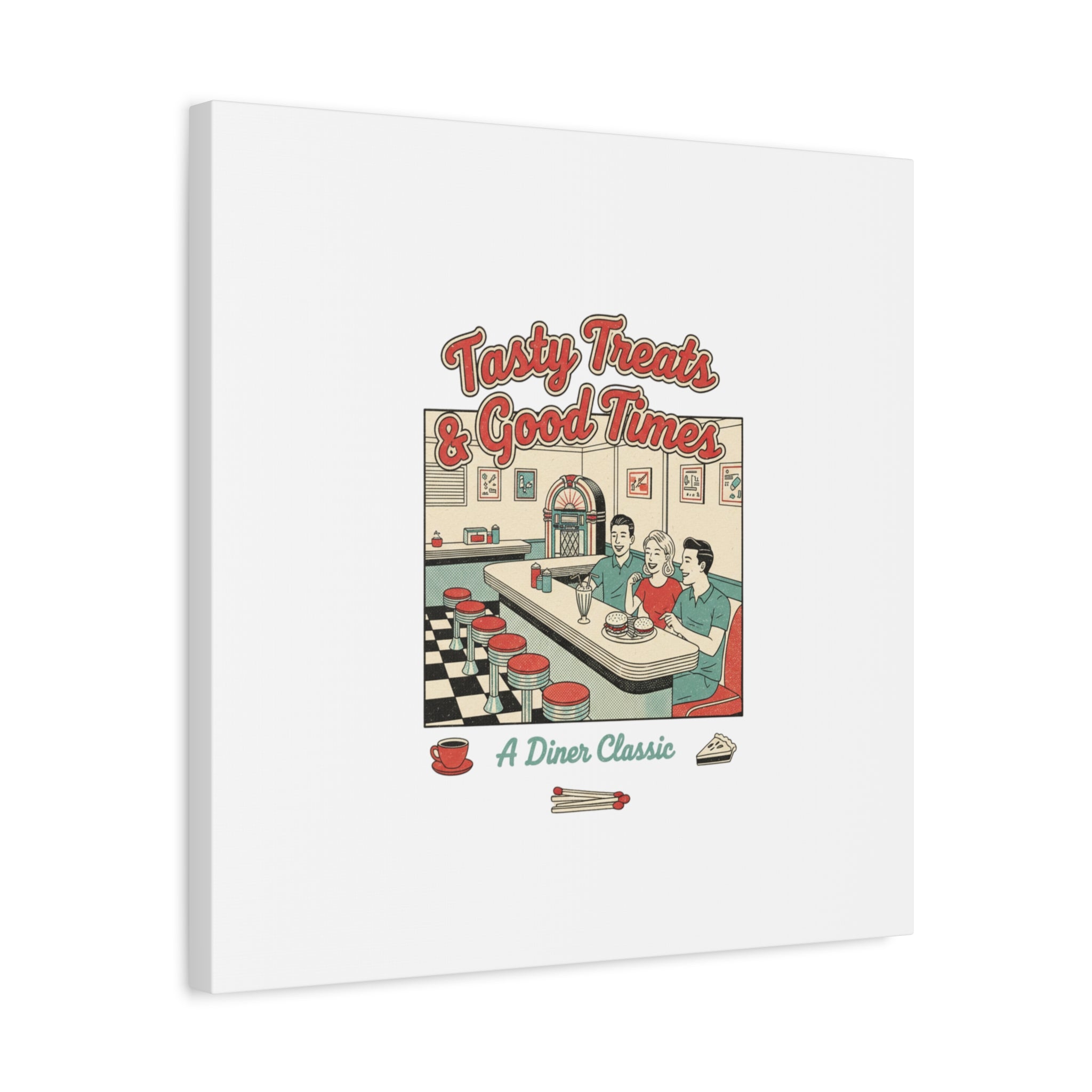 Diner Matchbook Ephemera Canvas | Vintage Americana diner print, retro micro ad art