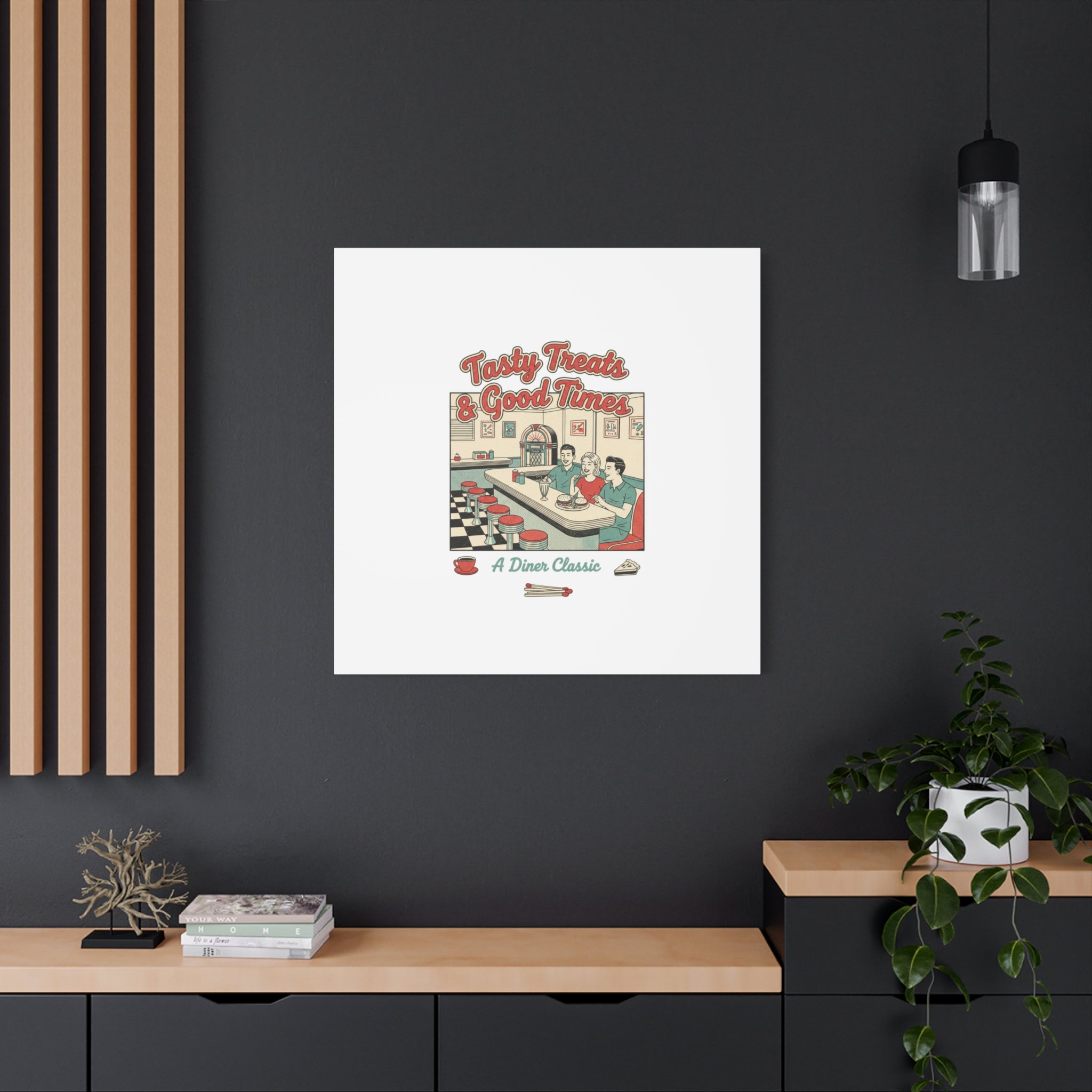 Diner Matchbook Ephemera Canvas | Vintage Americana diner print, retro micro ad art