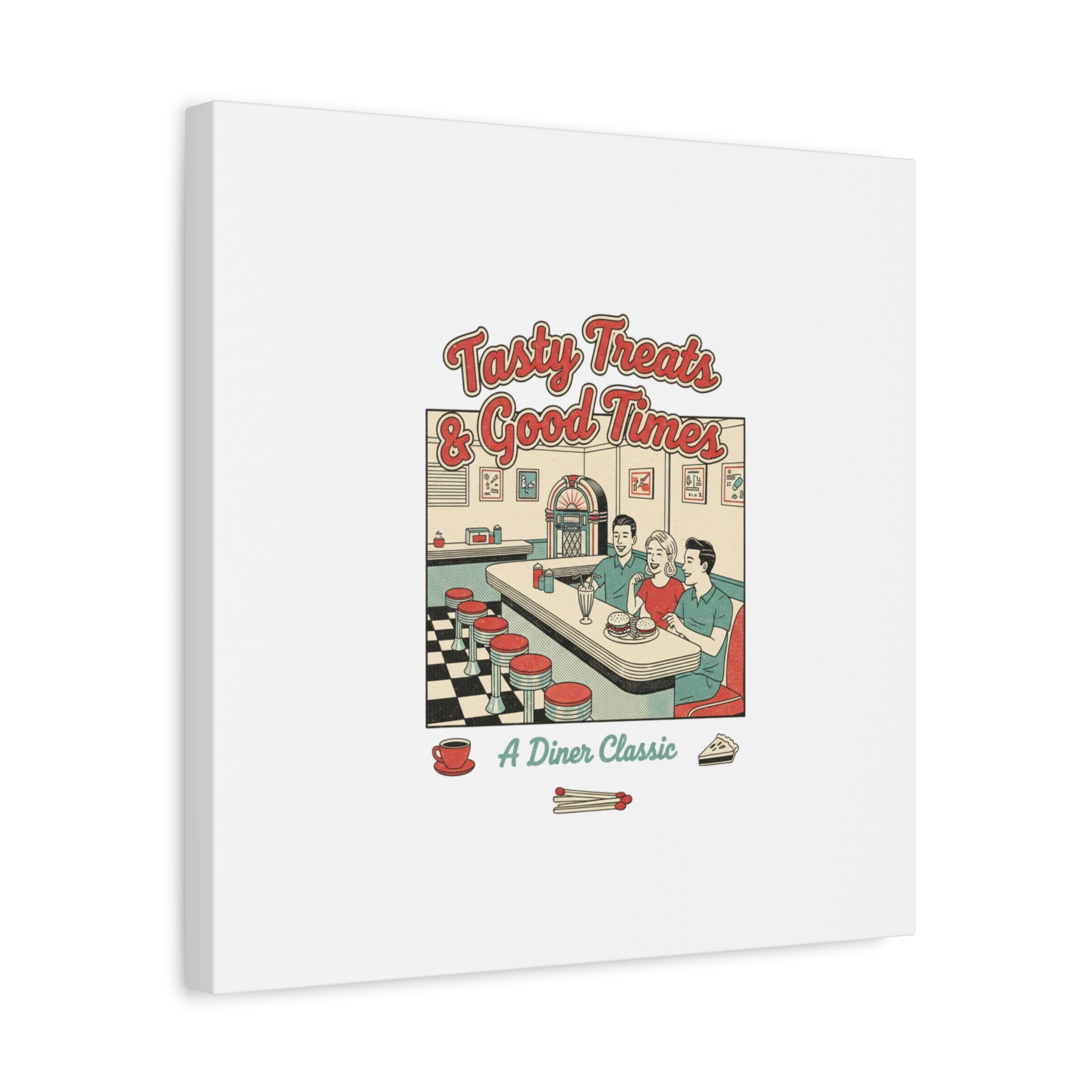 Diner Matchbook Ephemera Canvas | Vintage Americana diner print, retro micro ad art
