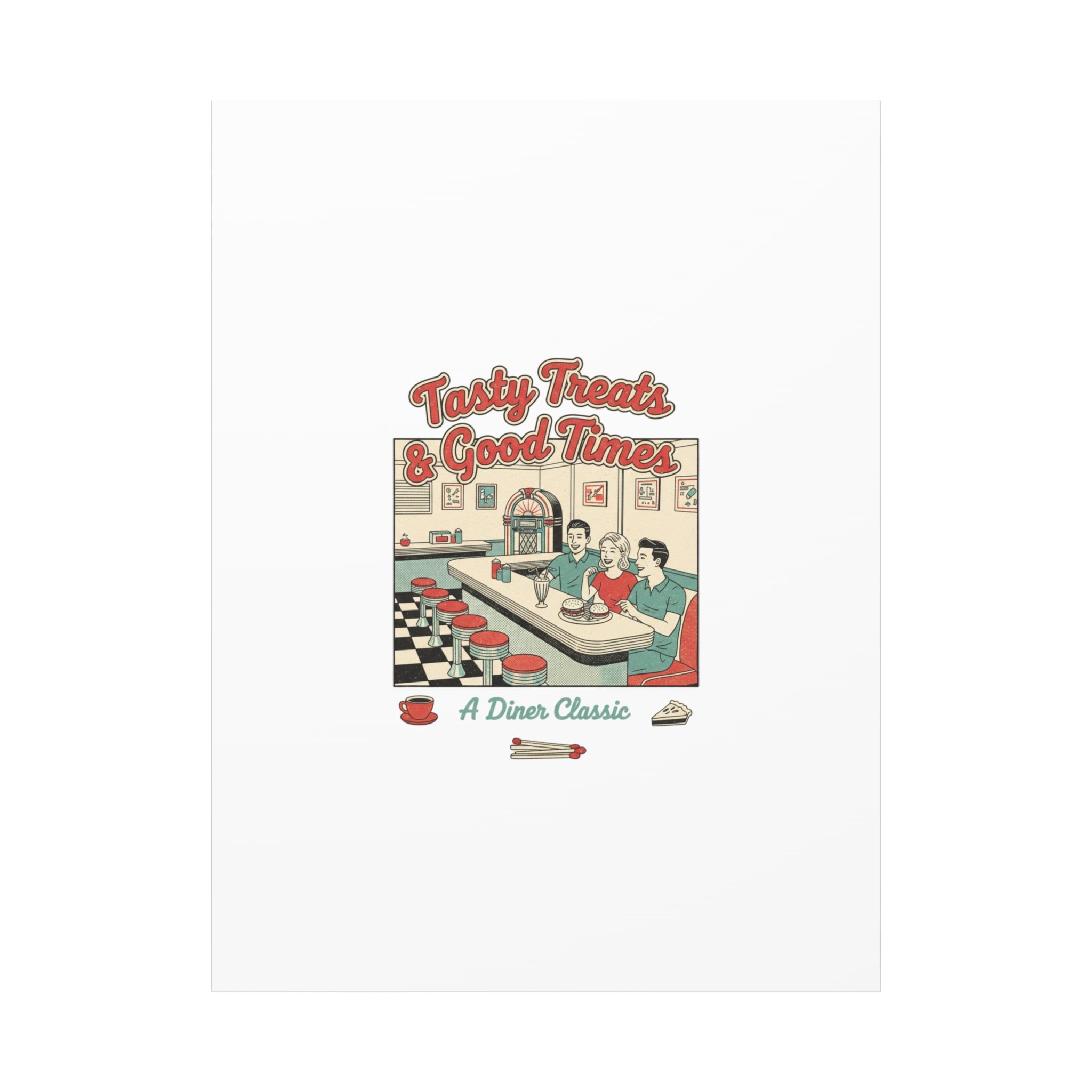 Diner Matchbook Ephemera Canvas | Vintage Americana diner print, retro micro ad art