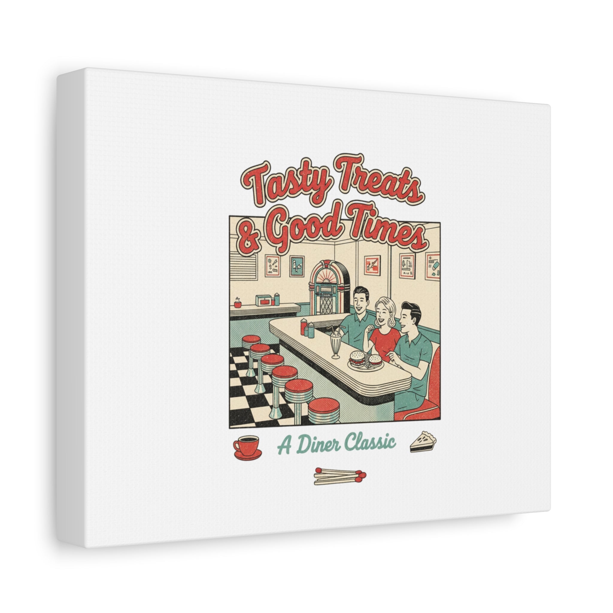 Diner Matchbook Ephemera Canvas | Vintage Americana diner print, retro micro ad art