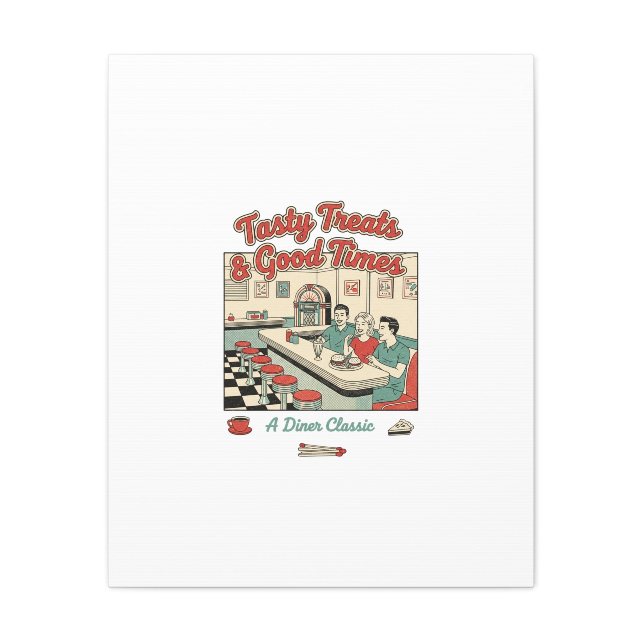 Diner Matchbook Ephemera Canvas | Vintage Americana diner print, retro micro ad art