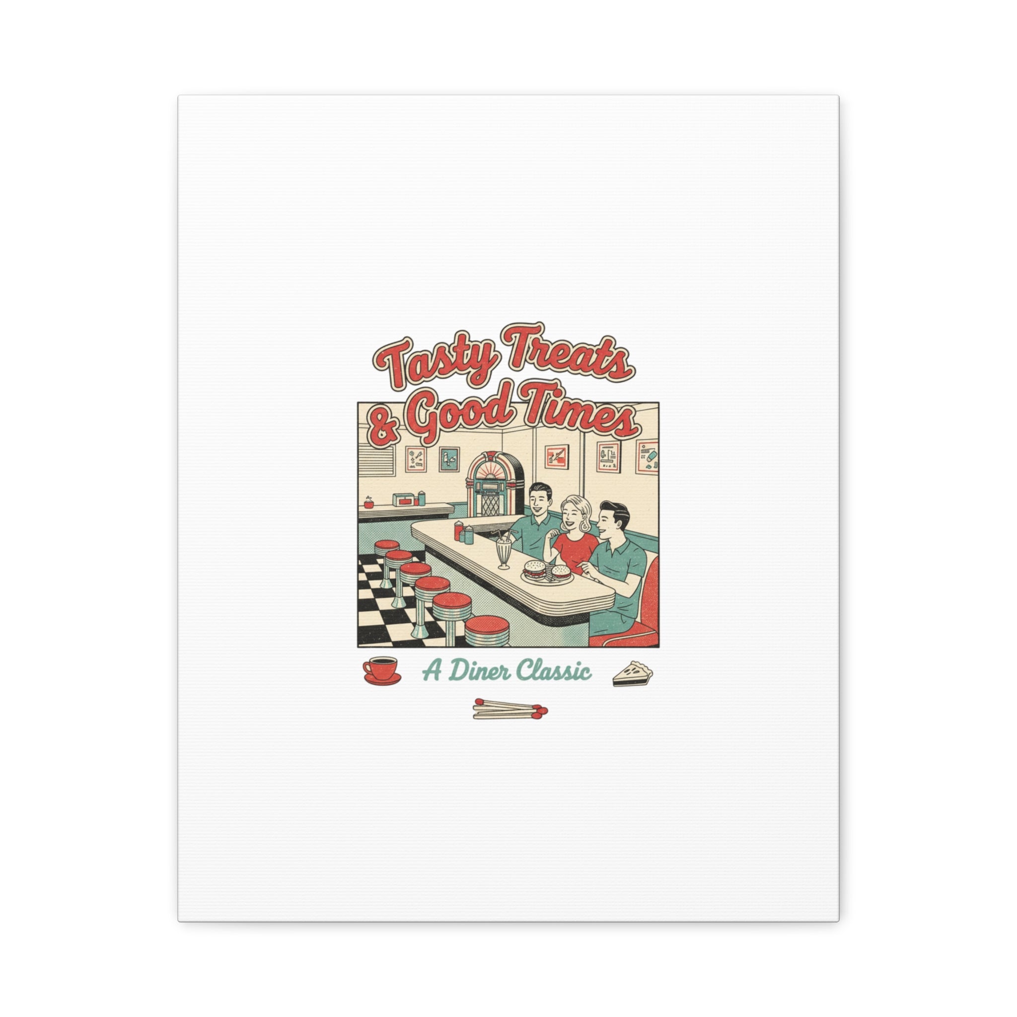 Diner Matchbook Ephemera Canvas | Vintage Americana diner print, retro micro ad art