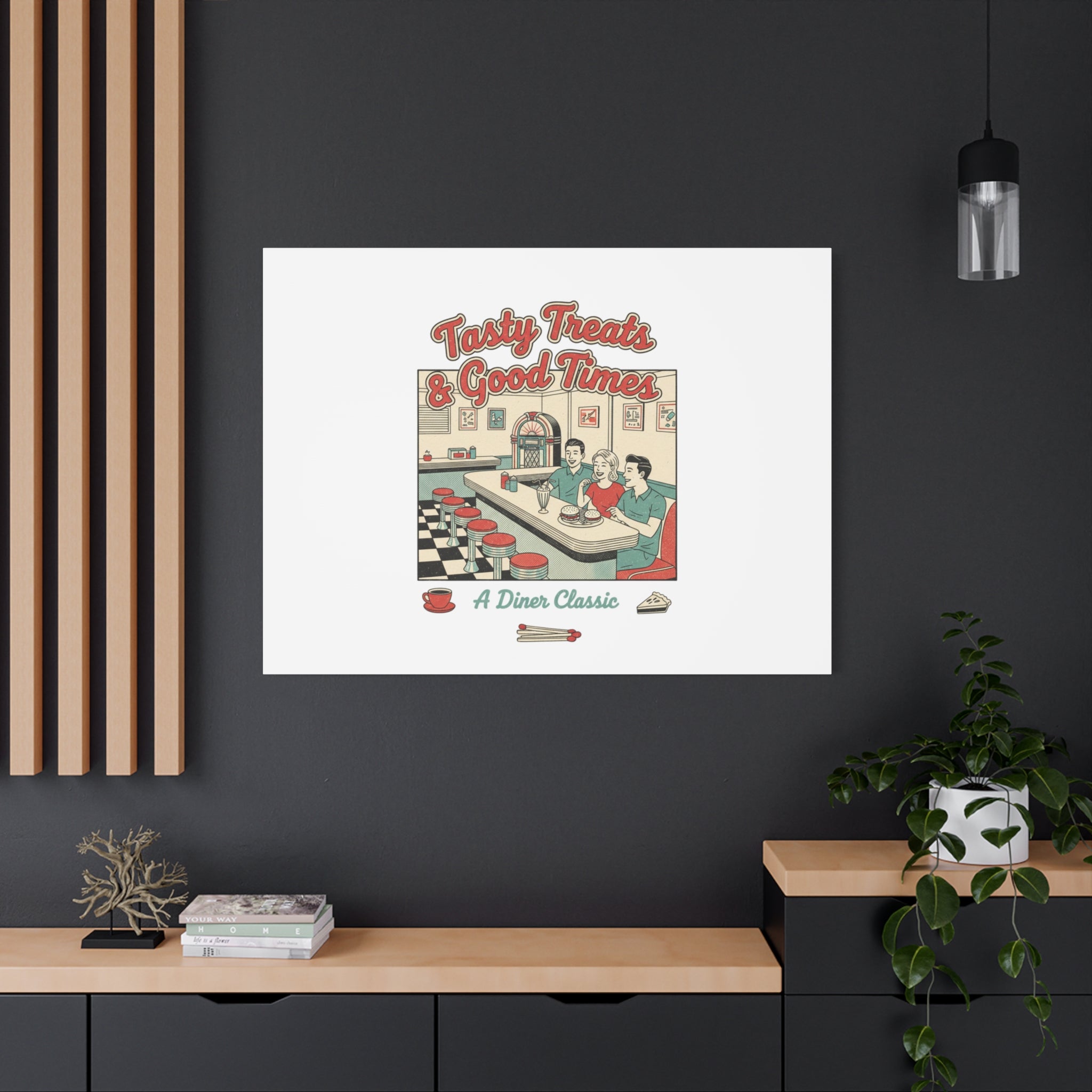Diner Matchbook Ephemera Canvas | Vintage Americana diner print, retro micro ad art