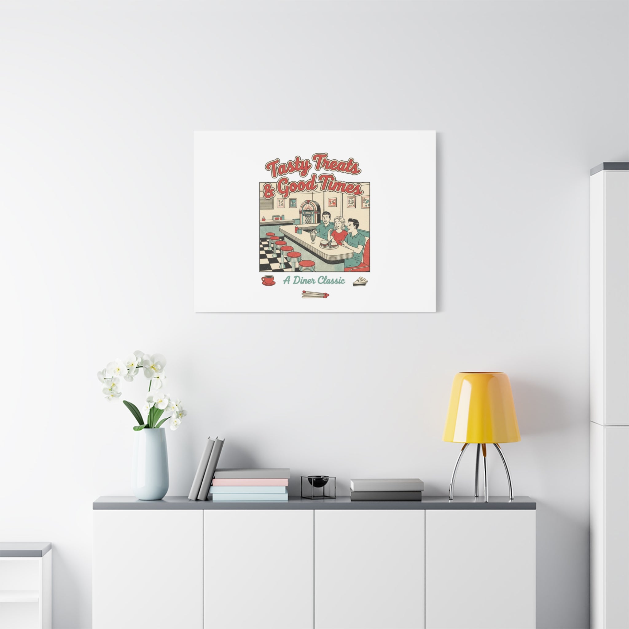 Diner Matchbook Ephemera Canvas | Vintage Americana diner print, retro micro ad art