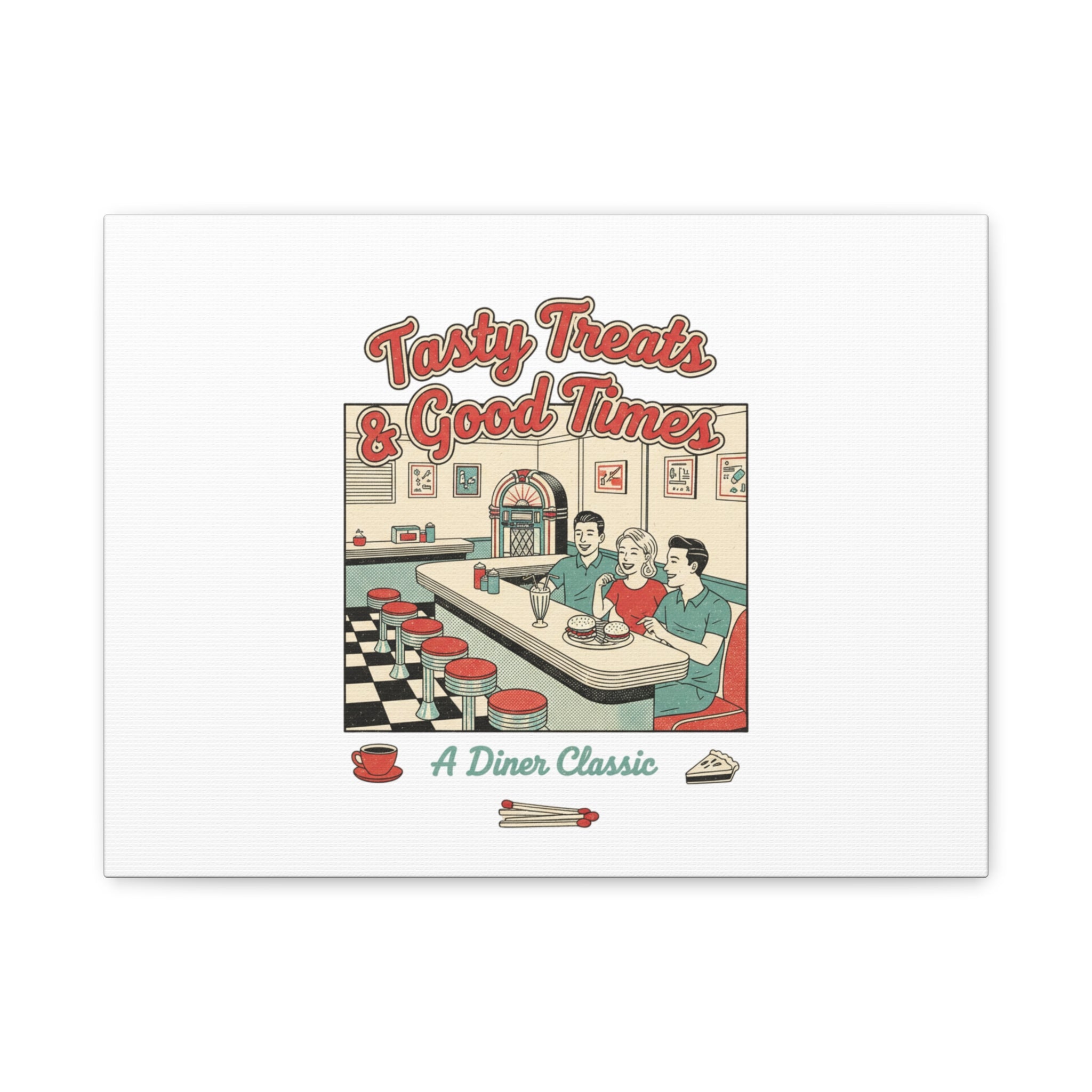 Diner Matchbook Ephemera Canvas | Vintage Americana diner print, retro micro ad art
