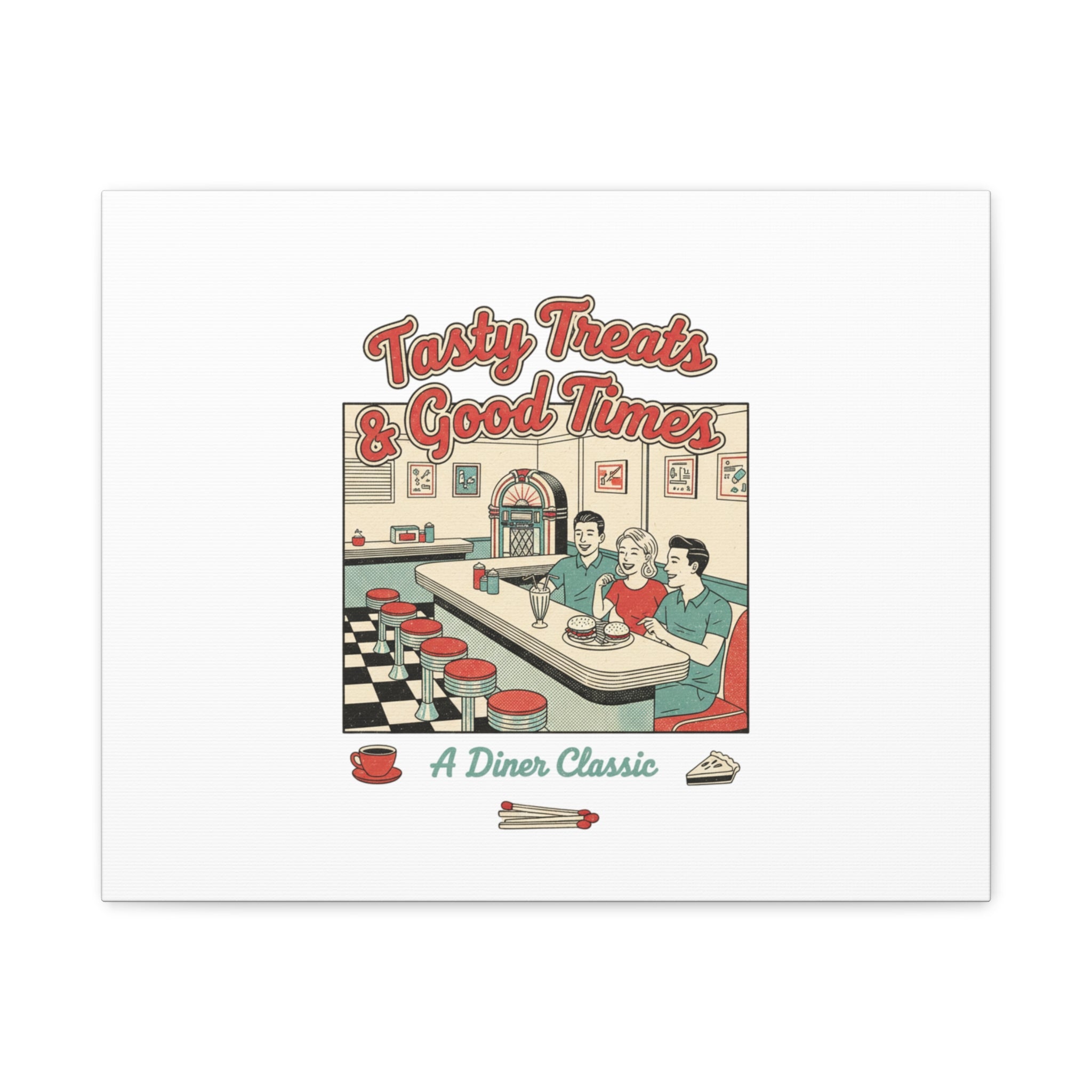 Diner Matchbook Ephemera Canvas | Vintage Americana diner print, retro micro ad art