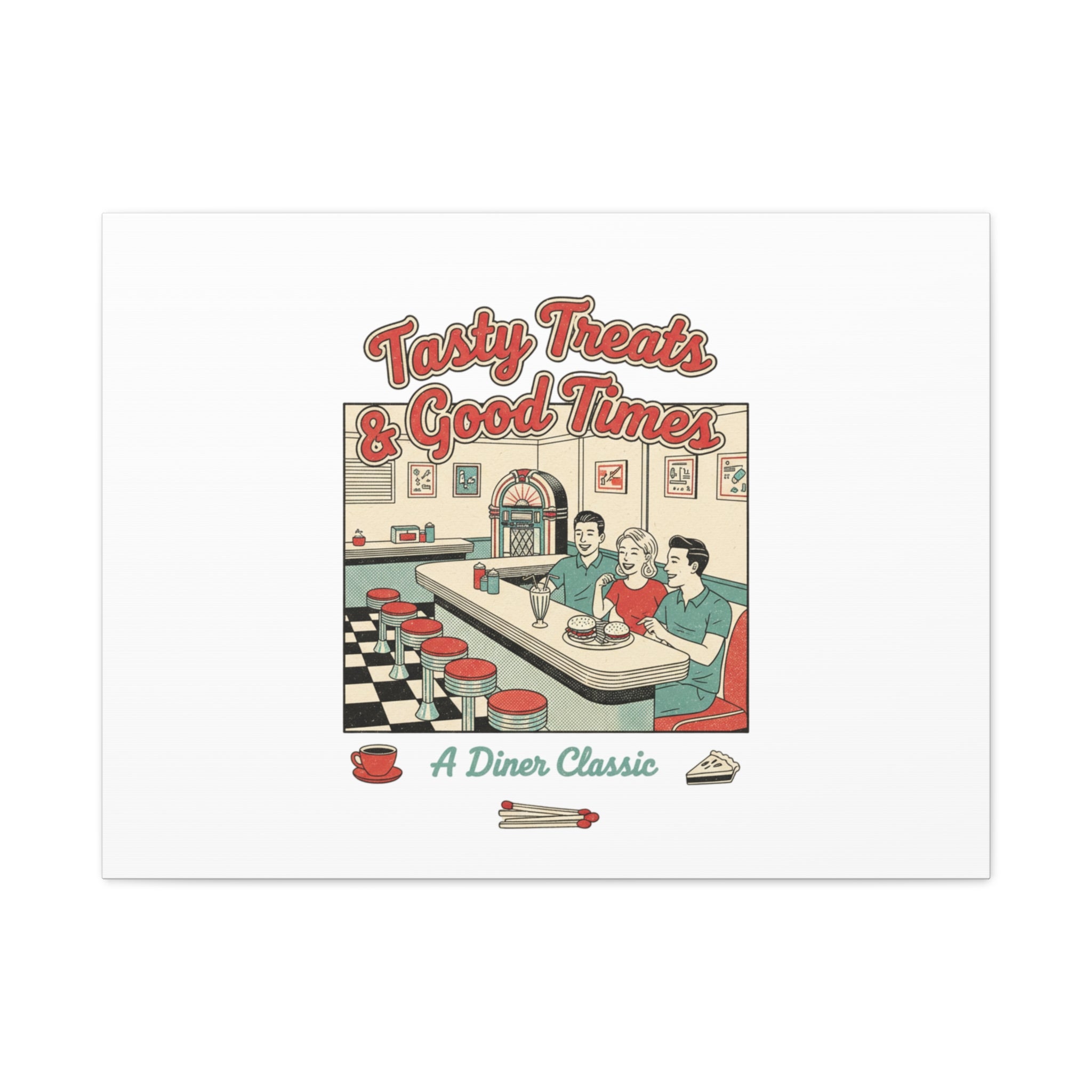 Diner Matchbook Ephemera Canvas | Vintage Americana diner print, retro micro ad art