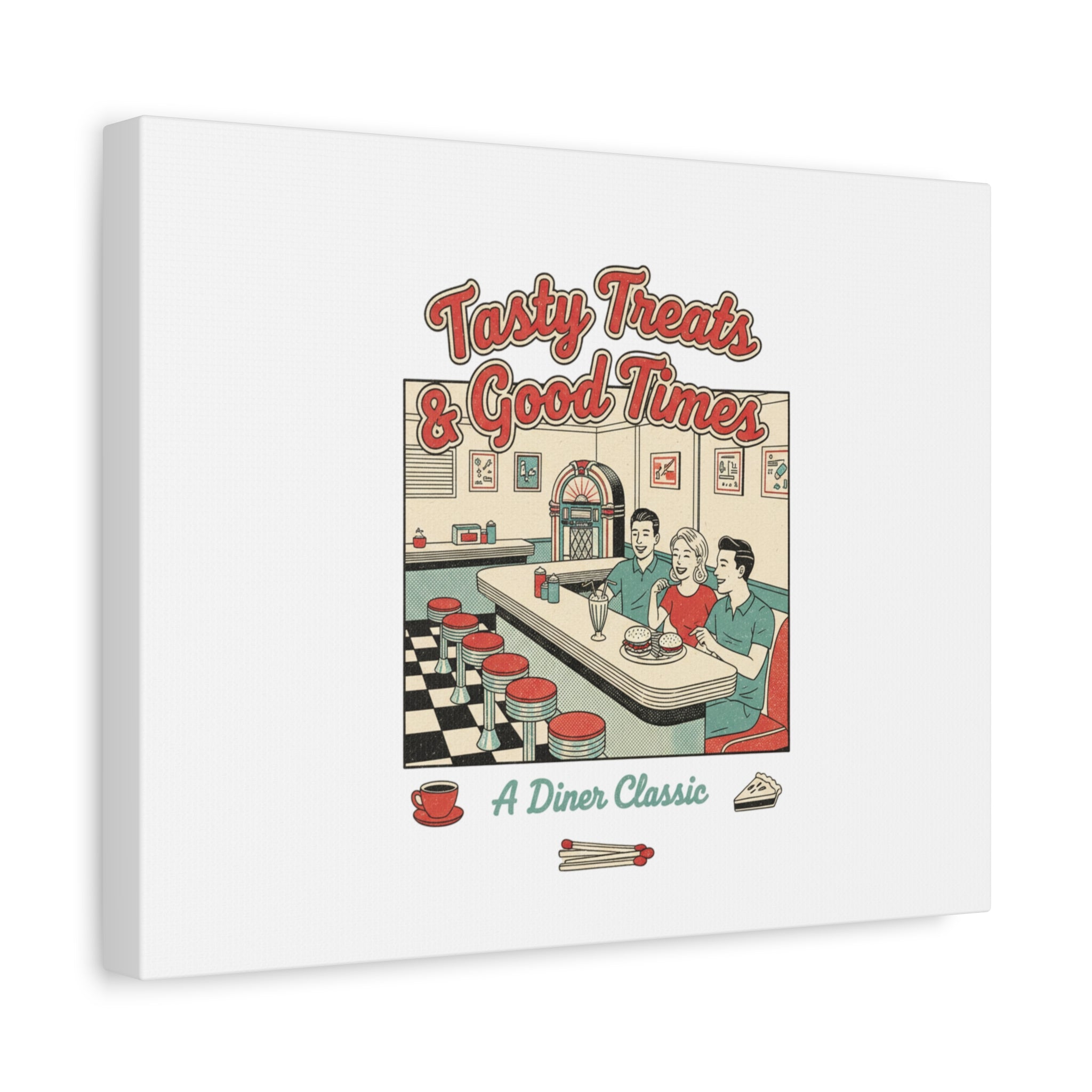 Diner Matchbook Ephemera Canvas | Vintage Americana diner print, retro micro ad art