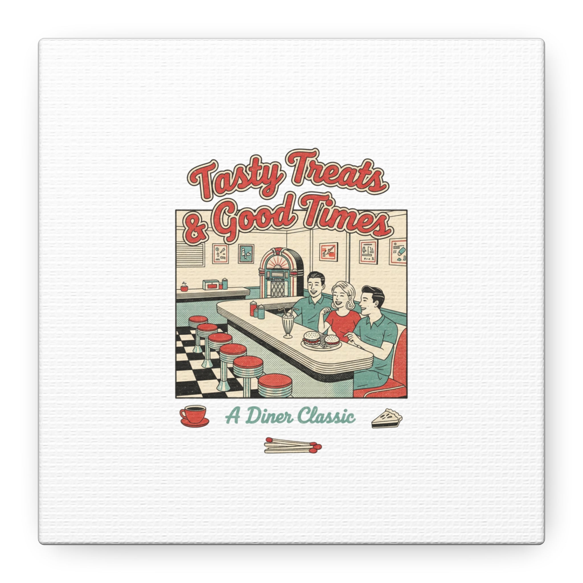 Diner Matchbook Ephemera Canvas | Vintage Americana diner print, retro micro ad art