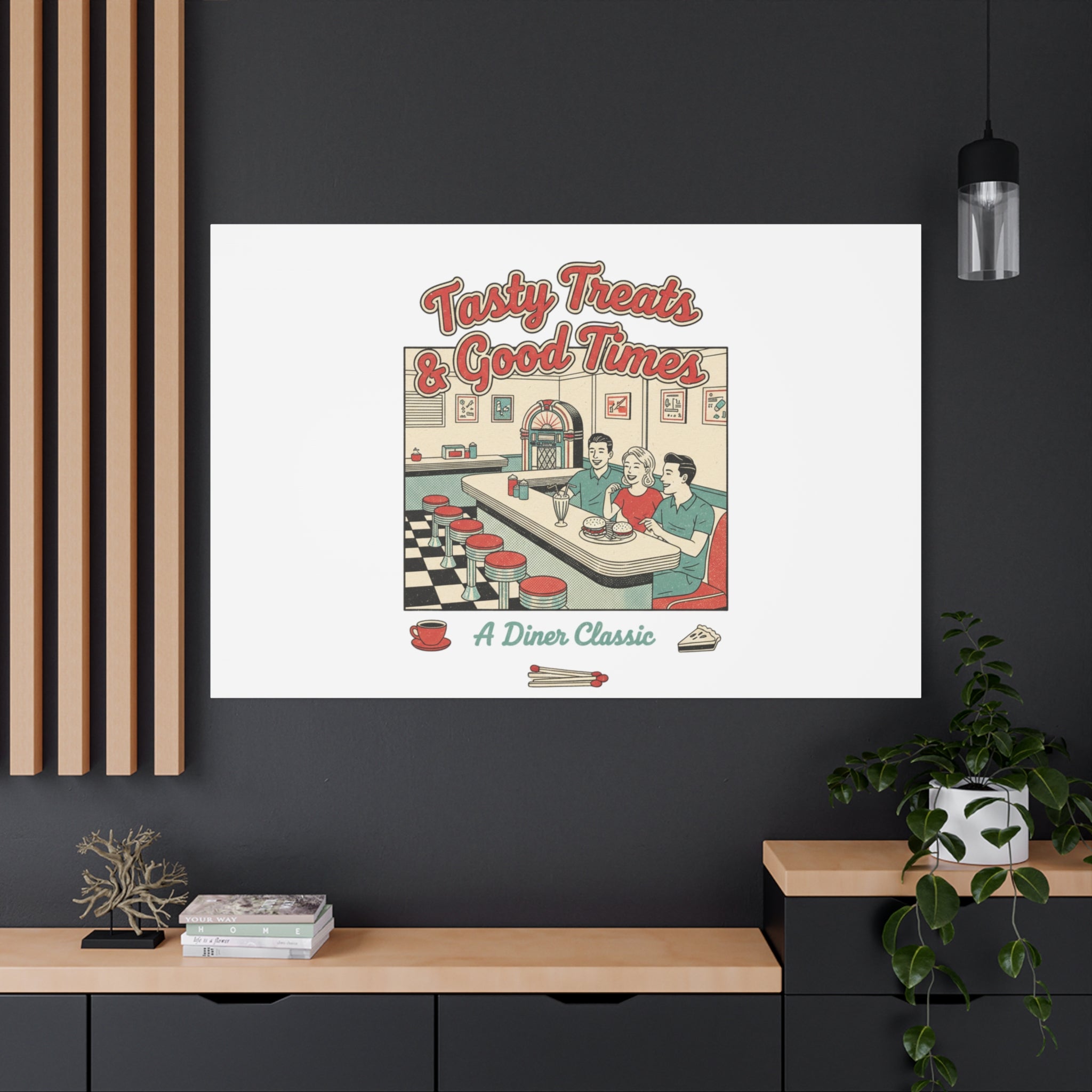 Diner Matchbook Ephemera Canvas | Vintage Americana diner print, retro micro ad art