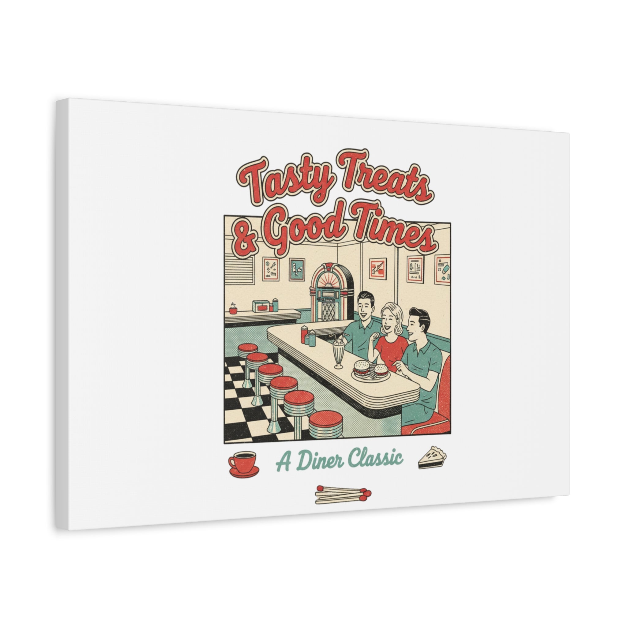 Diner Matchbook Ephemera Canvas | Vintage Americana diner print, retro micro ad art