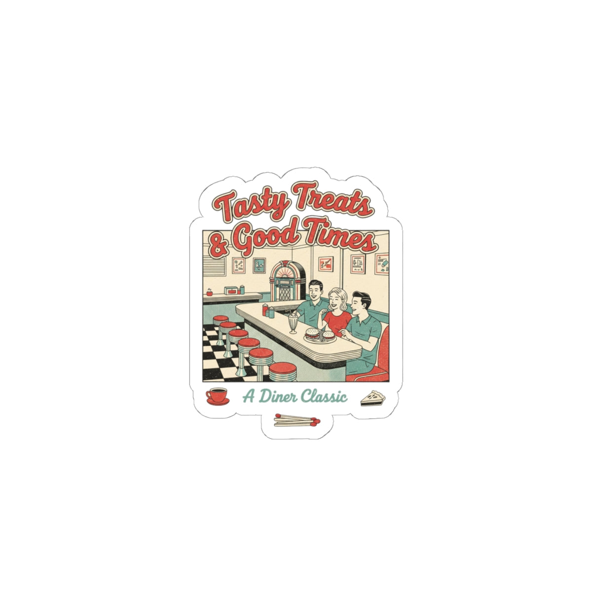 Diner Matchbook Sticker | Vintage Ephemera Art, Retro Micro Ad