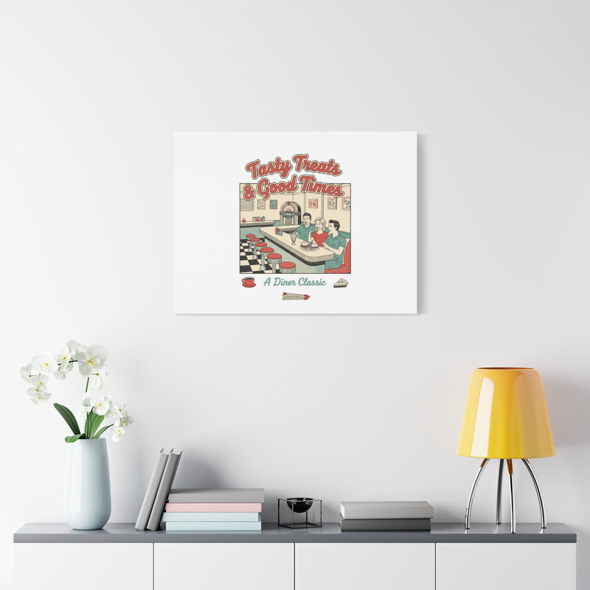 Diner Matchbook Ephemera Canvas | Vintage Americana diner print, retro micro ad art