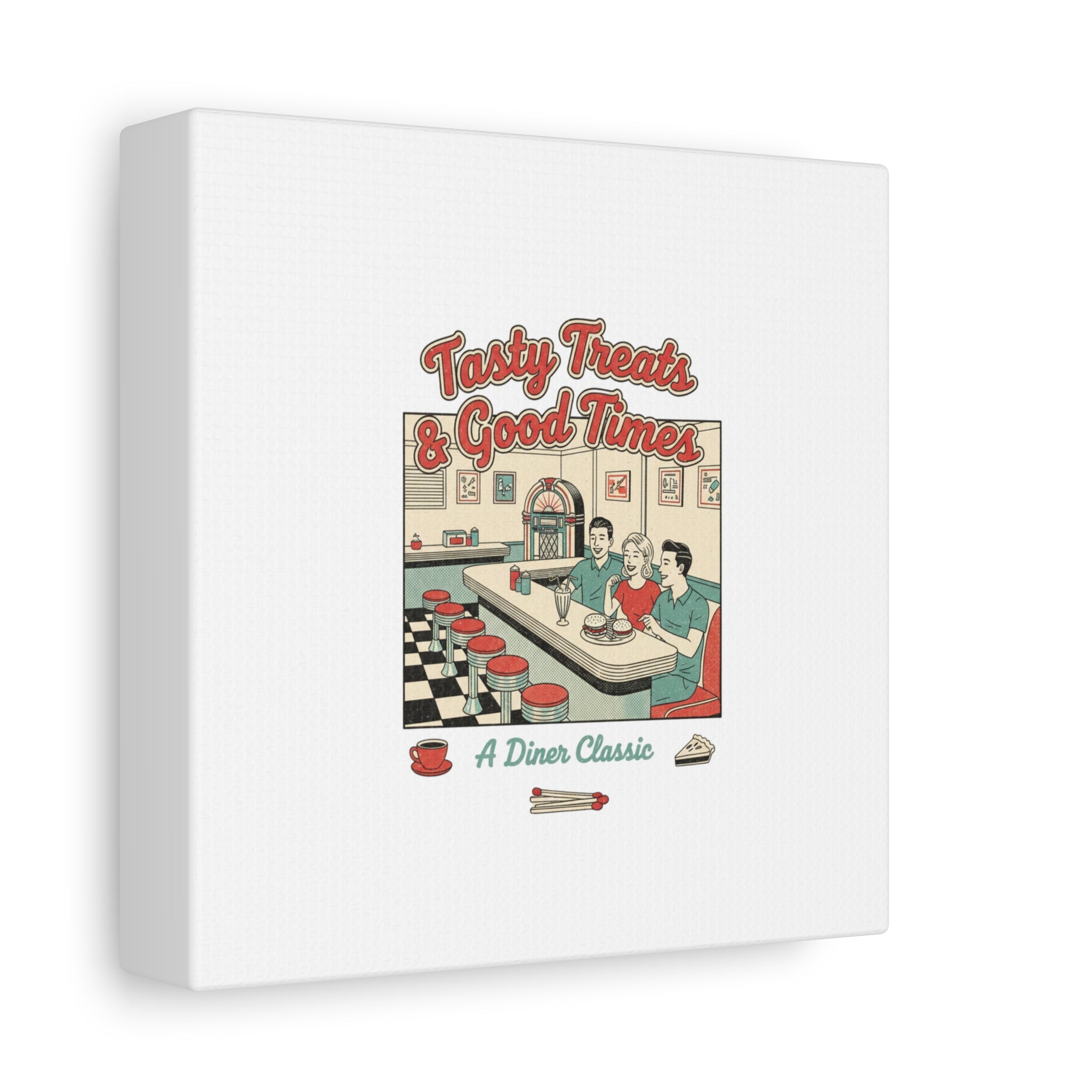 Diner Matchbook Ephemera Canvas | Vintage Americana diner print, retro micro ad art