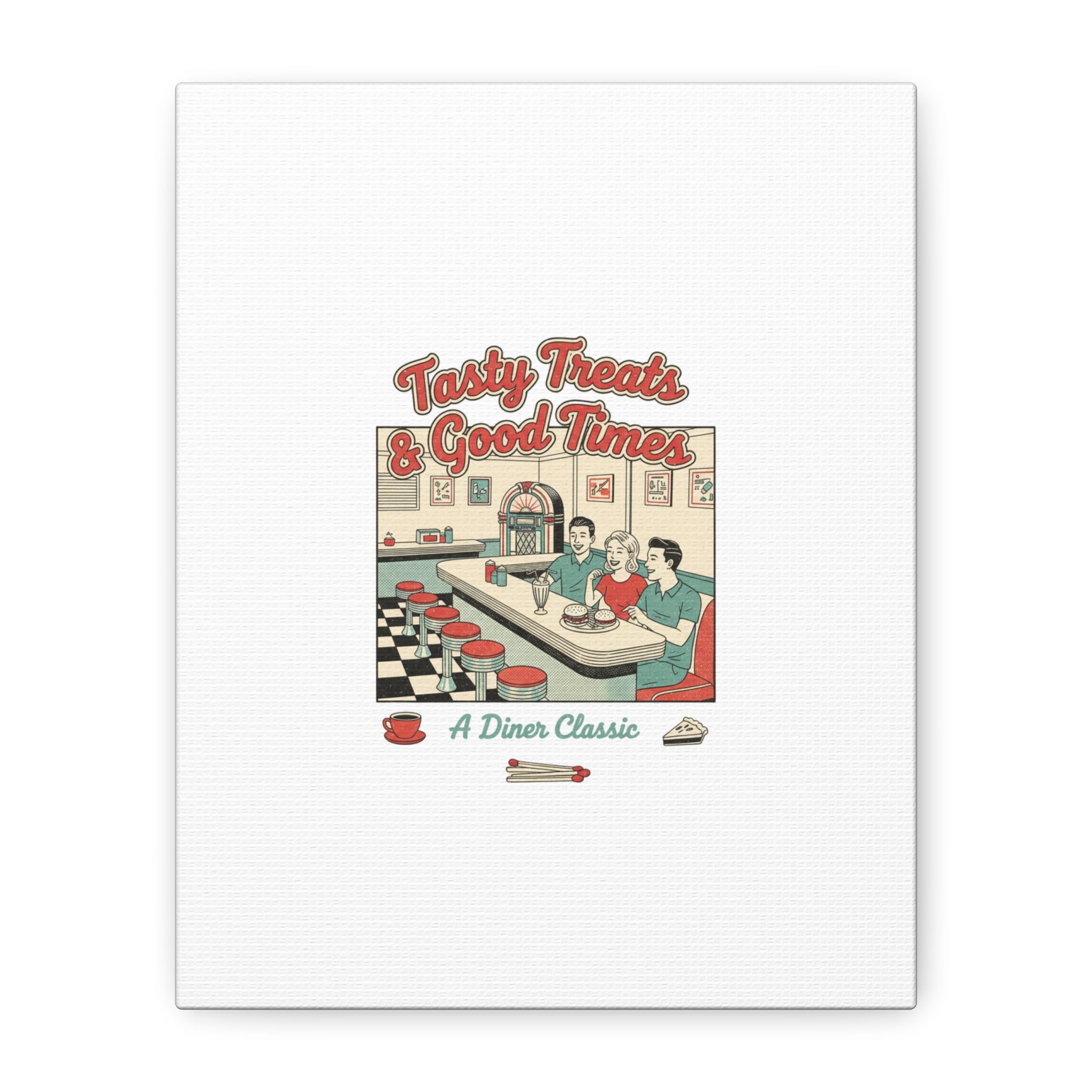 Diner Matchbook Ephemera Canvas | Vintage Americana diner print, retro micro ad art