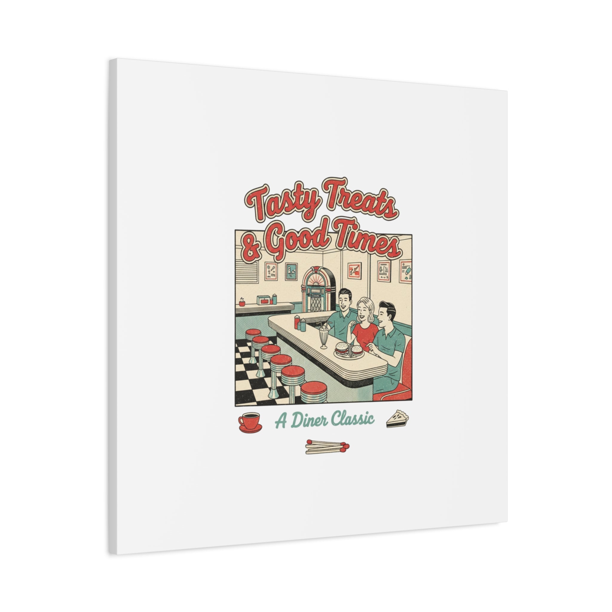 Diner Matchbook Ephemera Canvas | Vintage Americana diner print, retro micro ad art