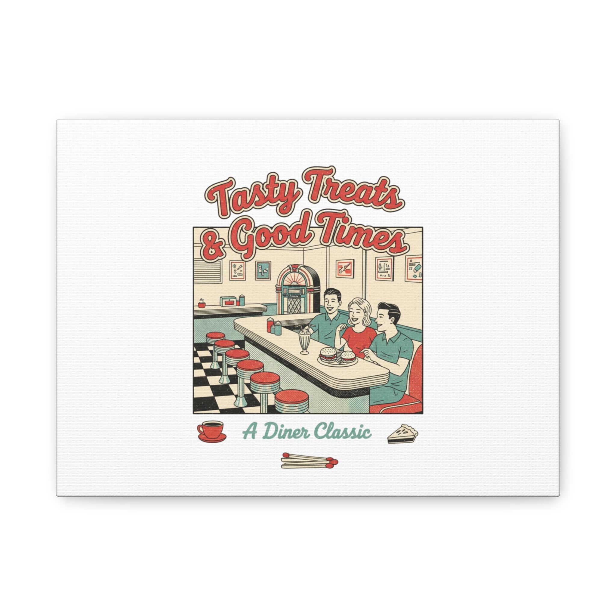 Diner Matchbook Ephemera Canvas | Vintage Americana diner print, retro micro ad art