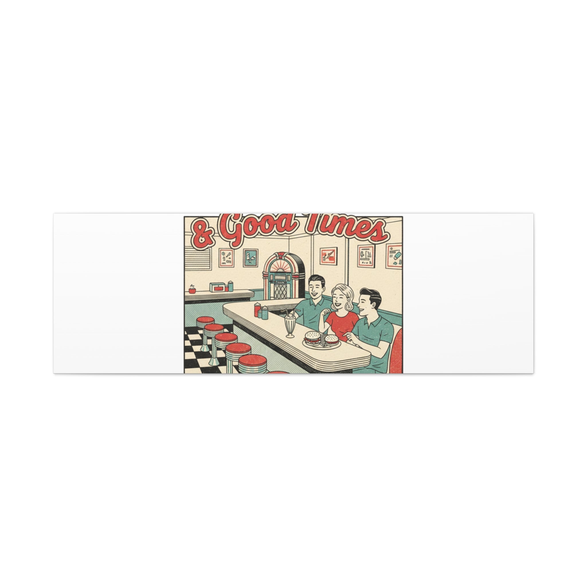 Diner Matchbook Ephemera Canvas | Vintage Americana diner print, retro micro ad art