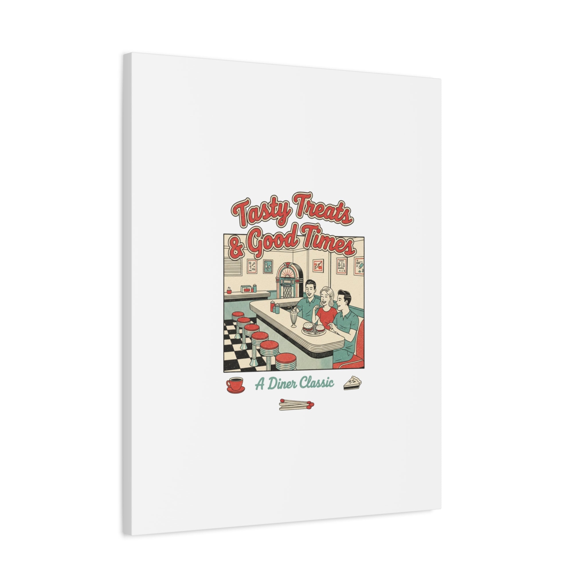 Diner Matchbook Ephemera Canvas | Vintage Americana diner print, retro micro ad art