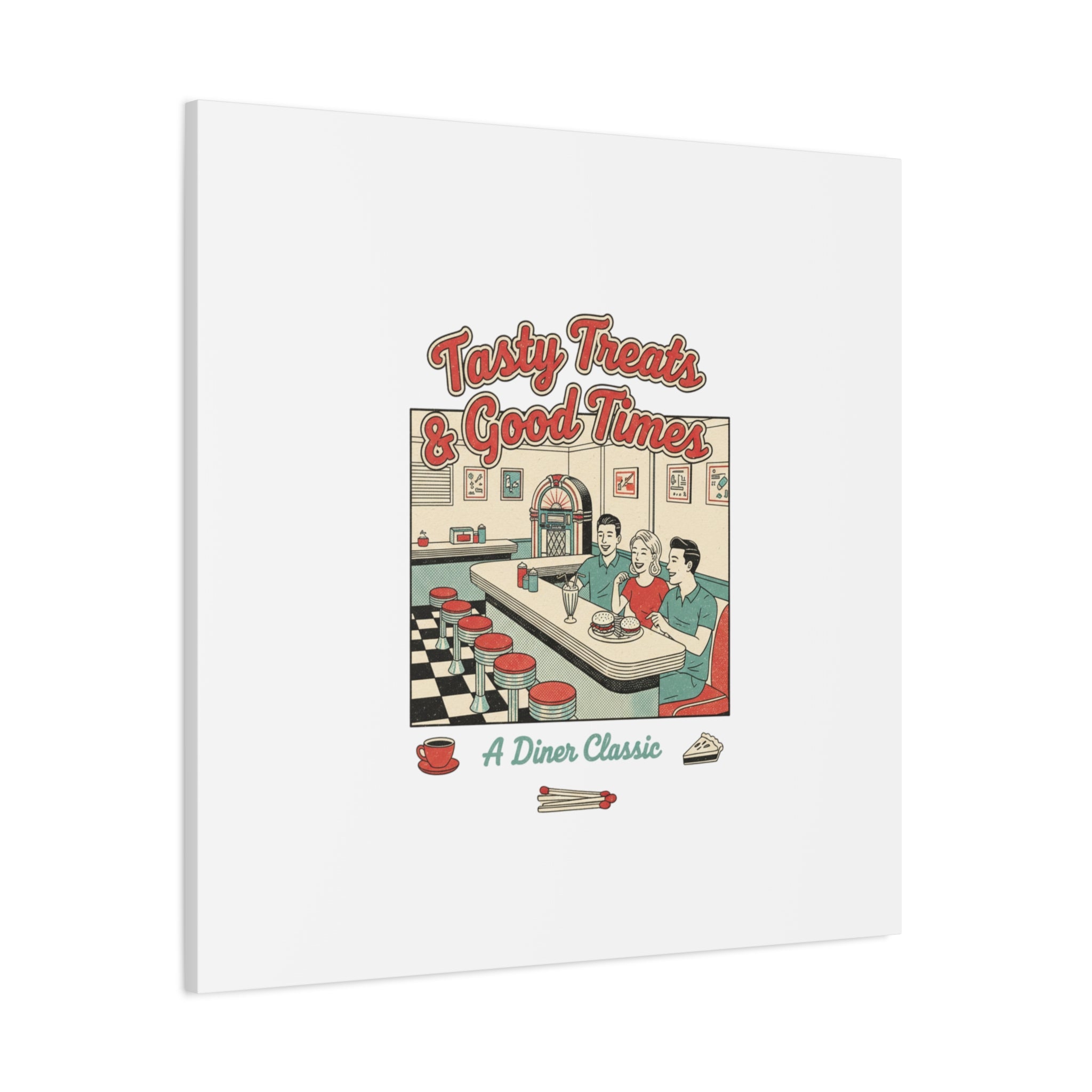 Diner Matchbook Ephemera Canvas | Vintage Americana diner print, retro micro ad art