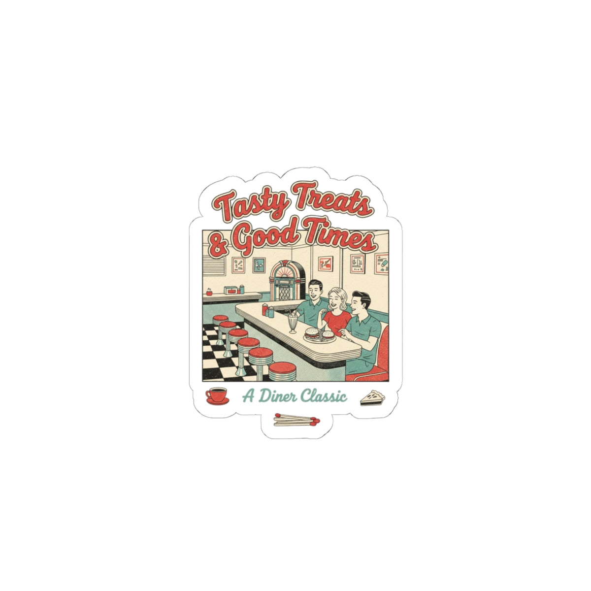 Diner Matchbook Sticker | Vintage Ephemera Art, Retro Micro Ad