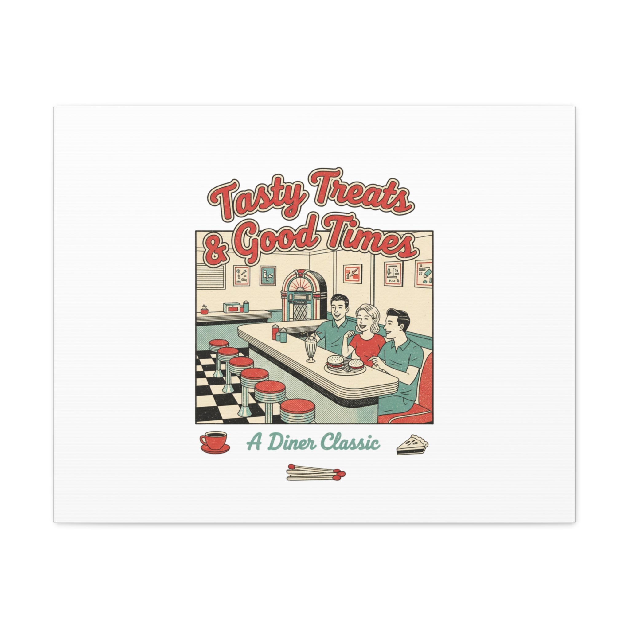 Diner Matchbook Ephemera Canvas | Vintage Americana diner print, retro micro ad art