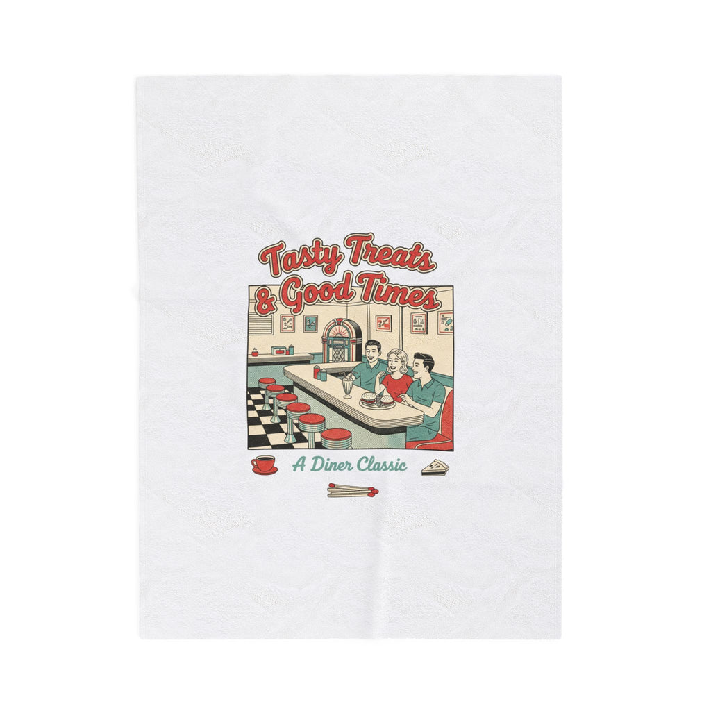 Diner Matchbook Graphic Velveteen Blanket | Vintage Ephemera, Retro Micro Ad Print
