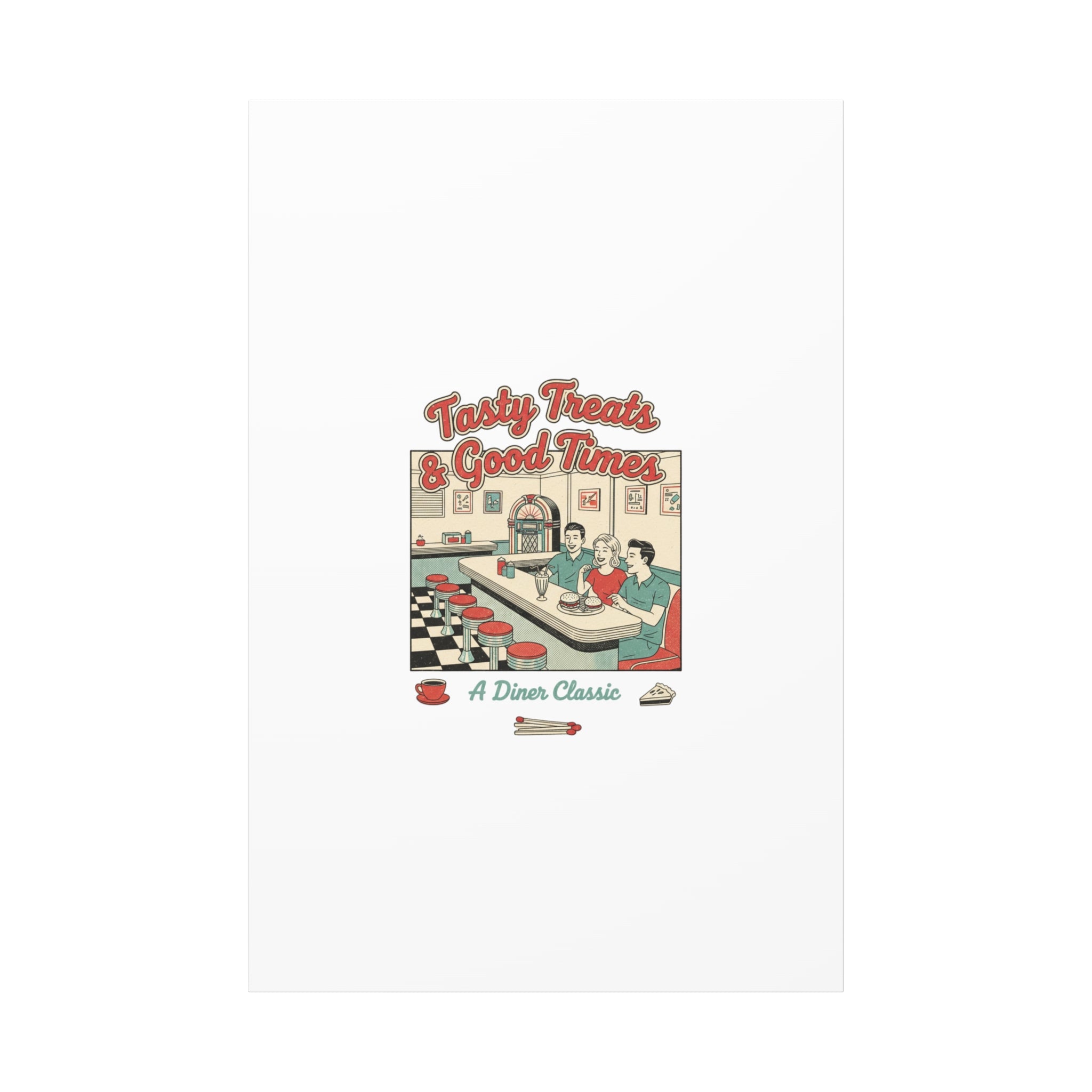 Diner Matchbook Ephemera Canvas | Vintage Americana diner print, retro micro ad art