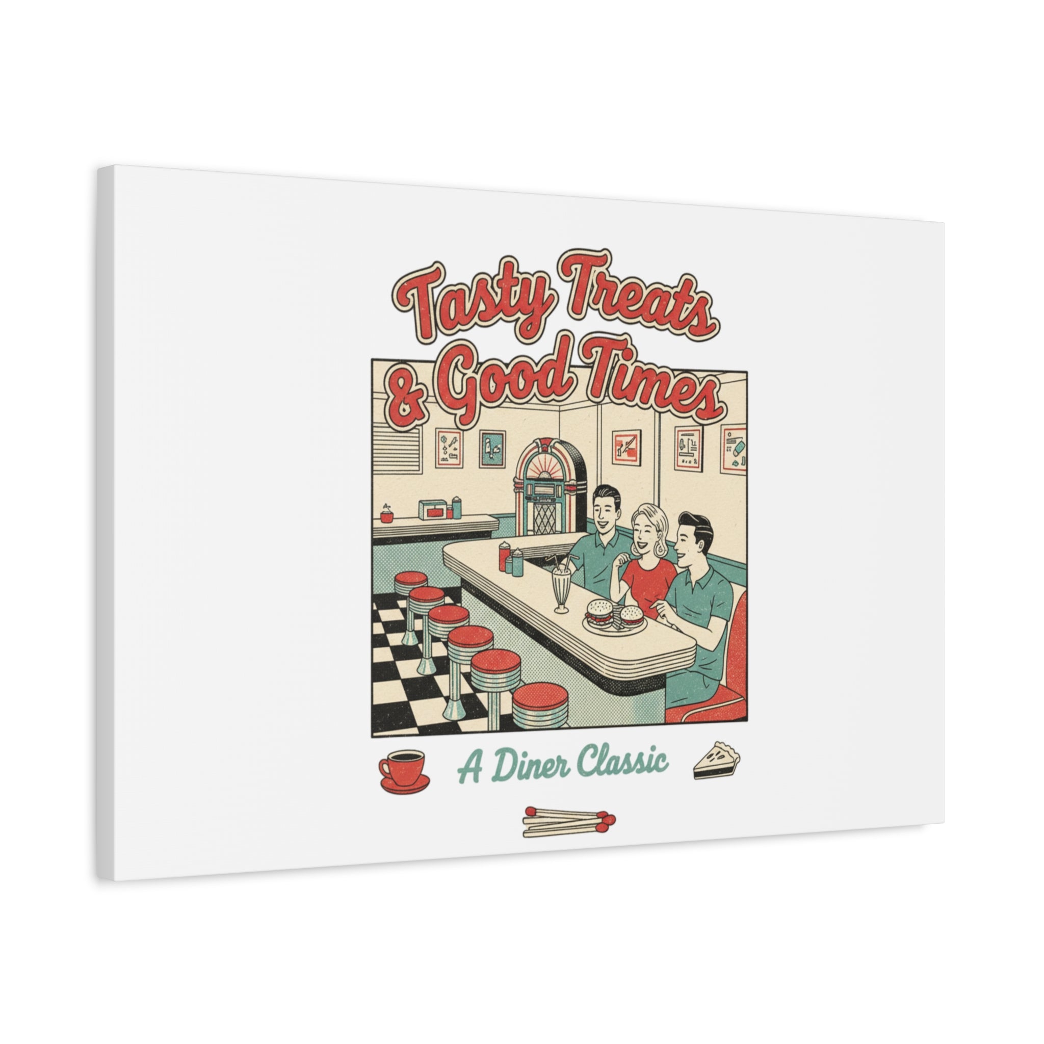 Diner Matchbook Ephemera Canvas | Vintage Americana diner print, retro micro ad art