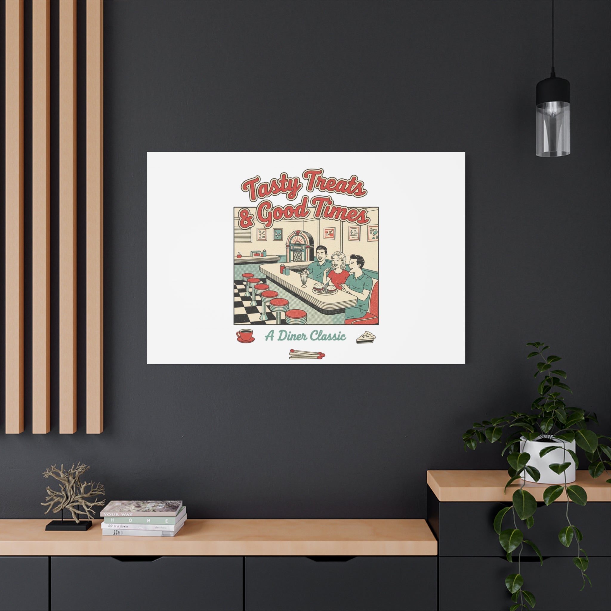 Diner Matchbook Ephemera Canvas | Vintage Americana diner print, retro micro ad art