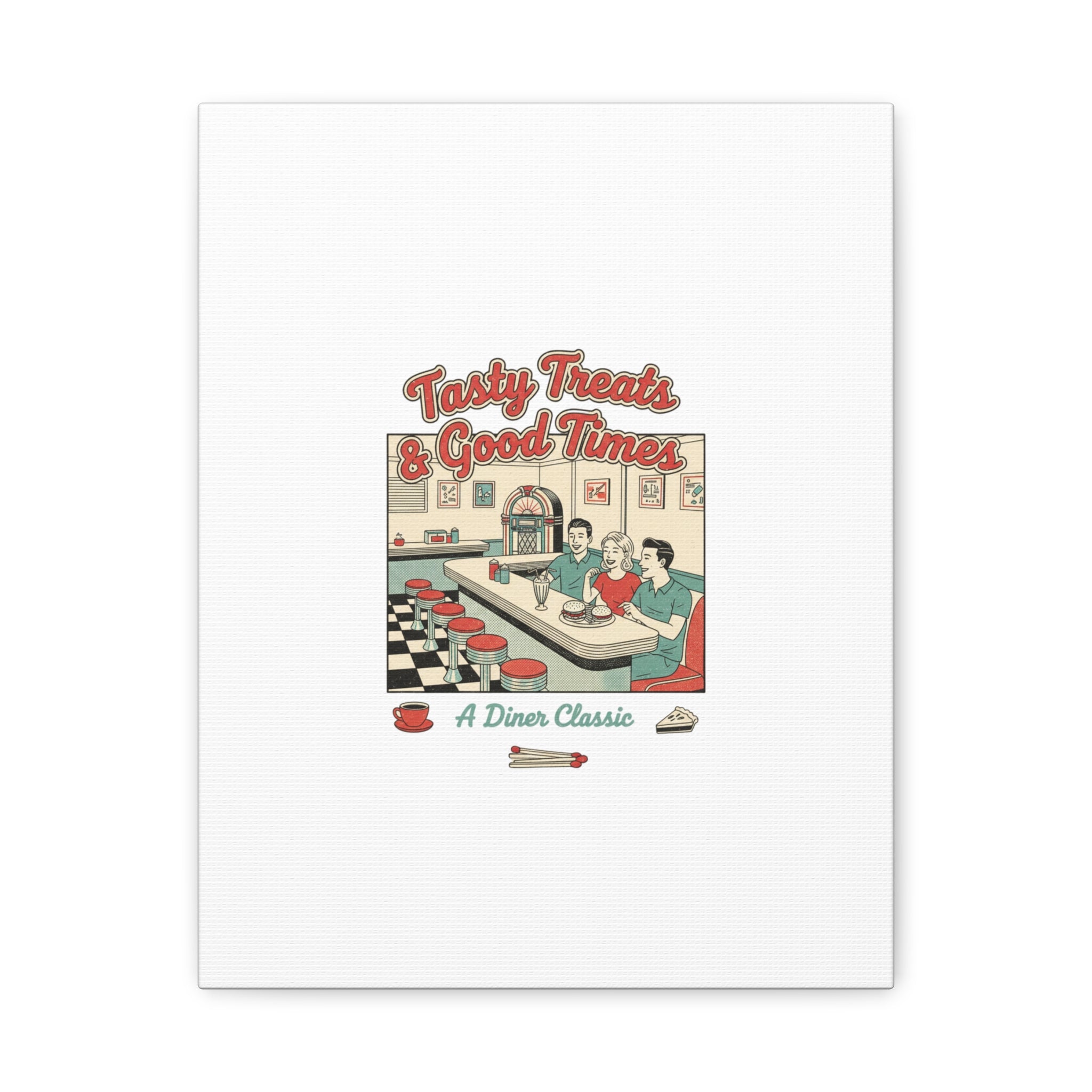 Diner Matchbook Ephemera Canvas | Vintage Americana diner print, retro micro ad art