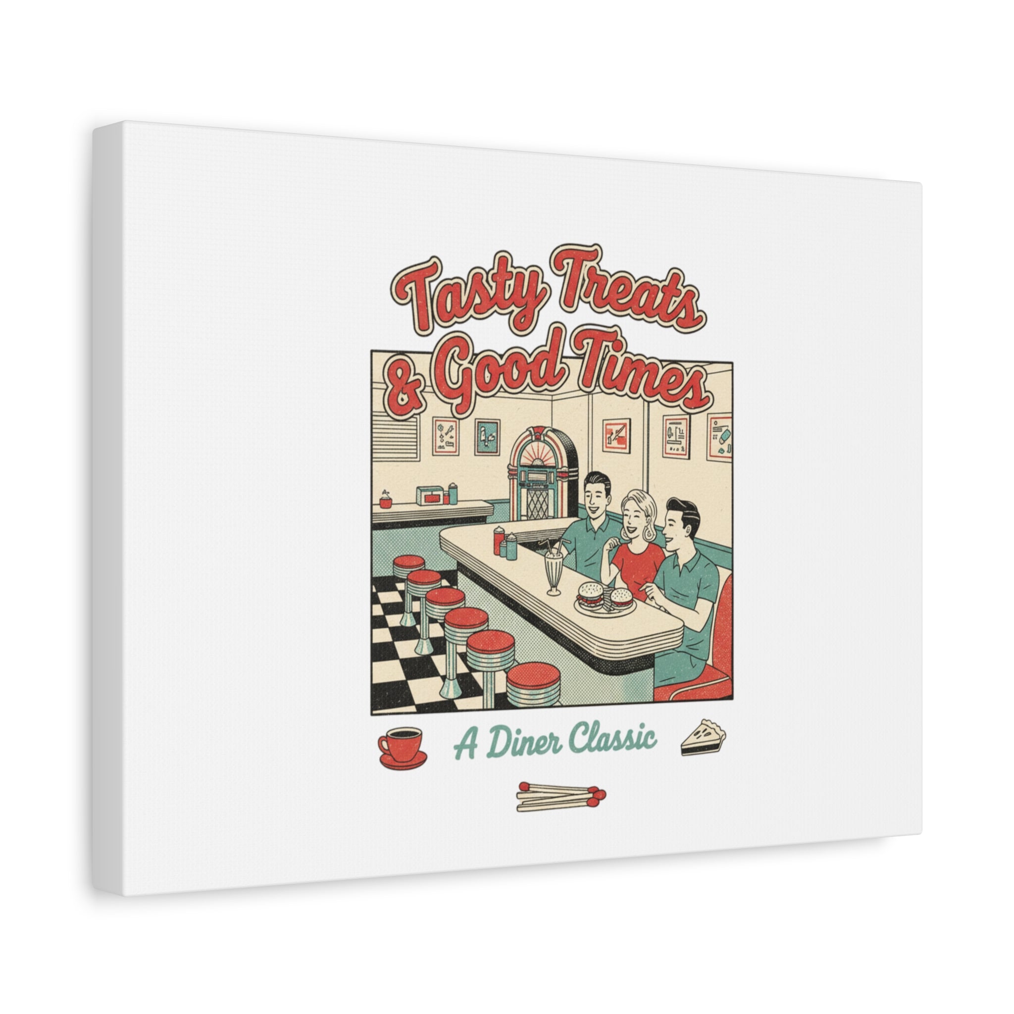 Diner Matchbook Ephemera Canvas | Vintage Americana diner print, retro micro ad art