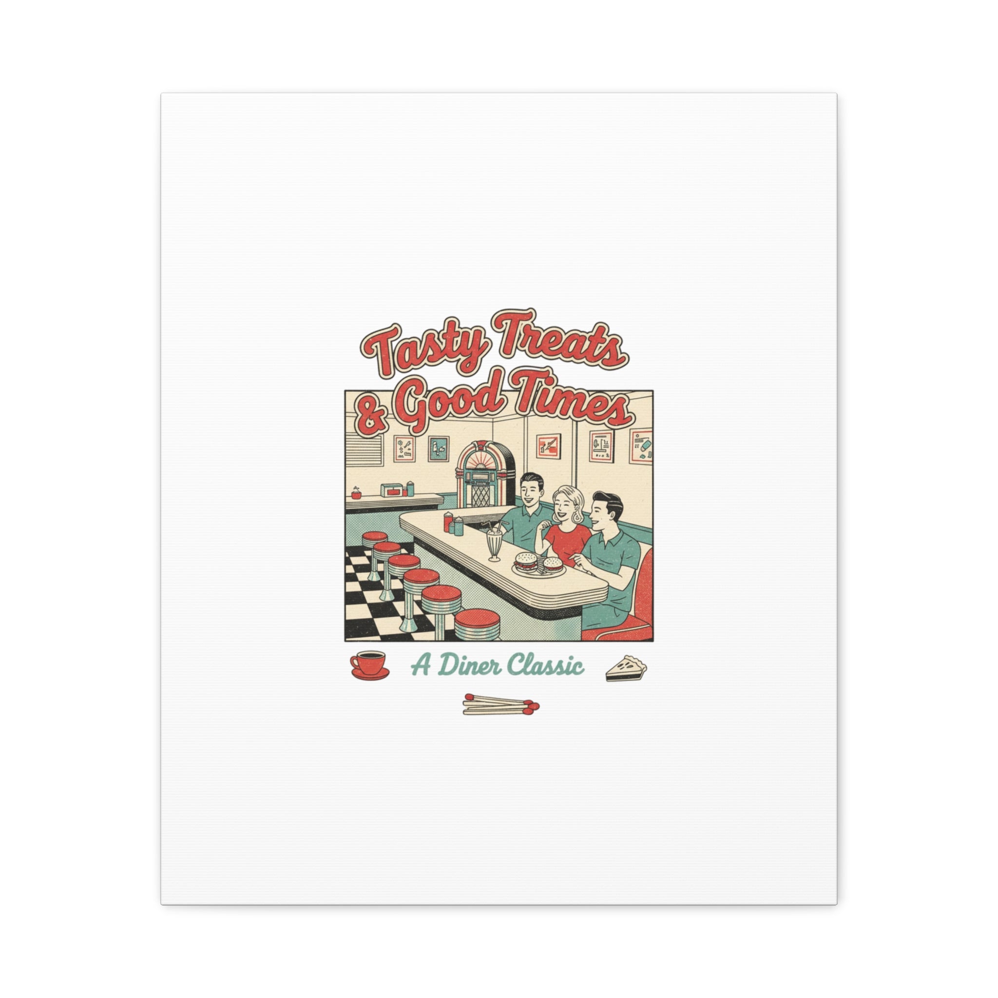 Diner Matchbook Ephemera Canvas | Vintage Americana diner print, retro micro ad art