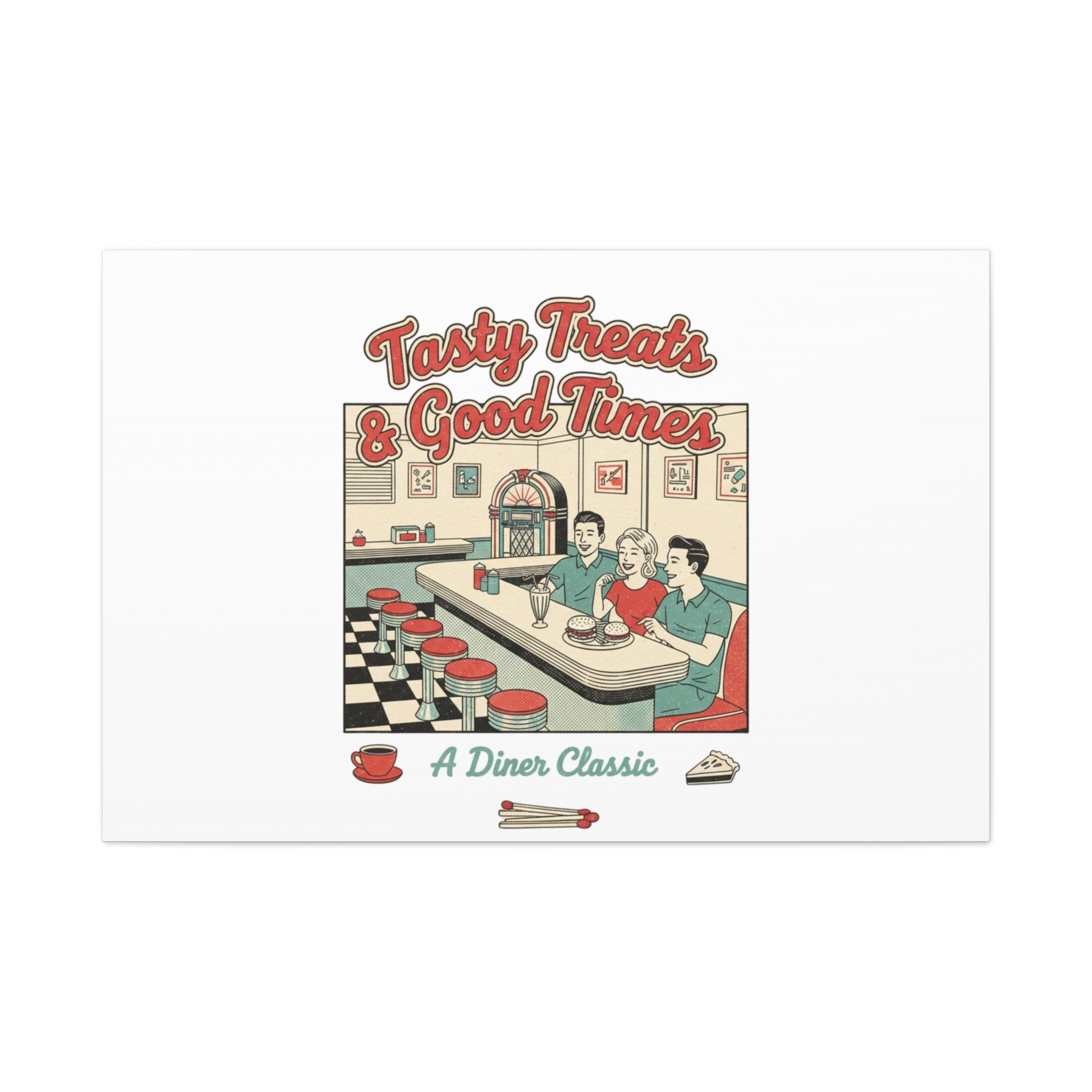 Diner Matchbook Ephemera Canvas | Vintage Americana diner print, retro micro ad art