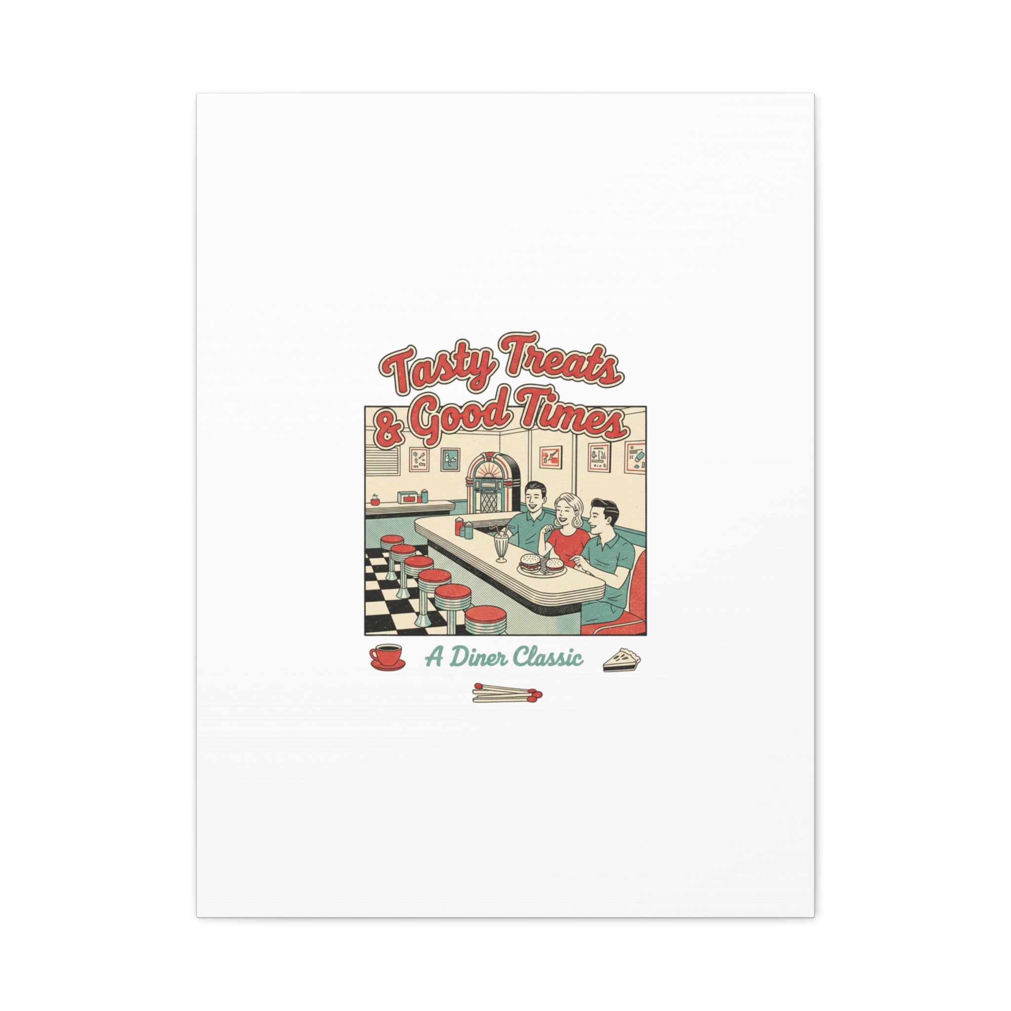 Diner Matchbook Ephemera Canvas | Vintage Americana diner print, retro micro ad art