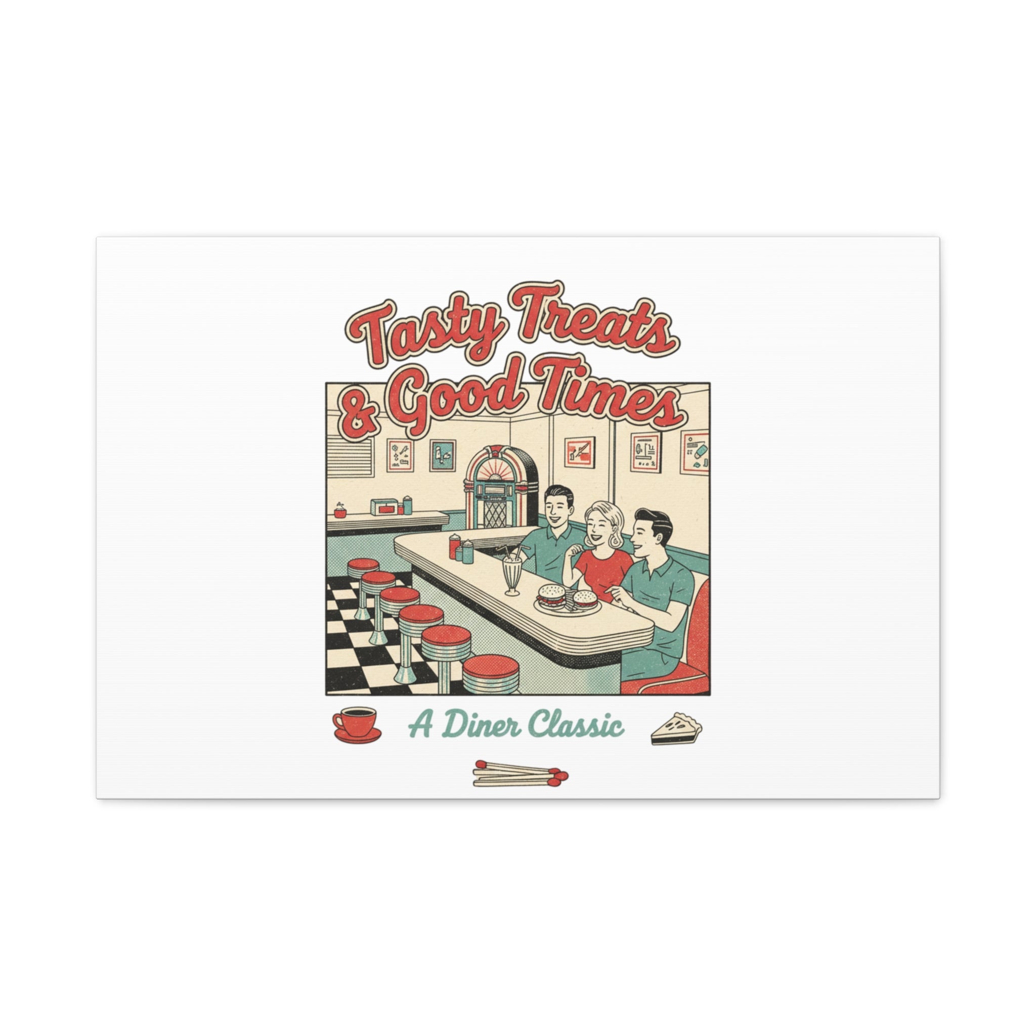 Diner Matchbook Ephemera Canvas | Vintage Americana diner print, retro micro ad art