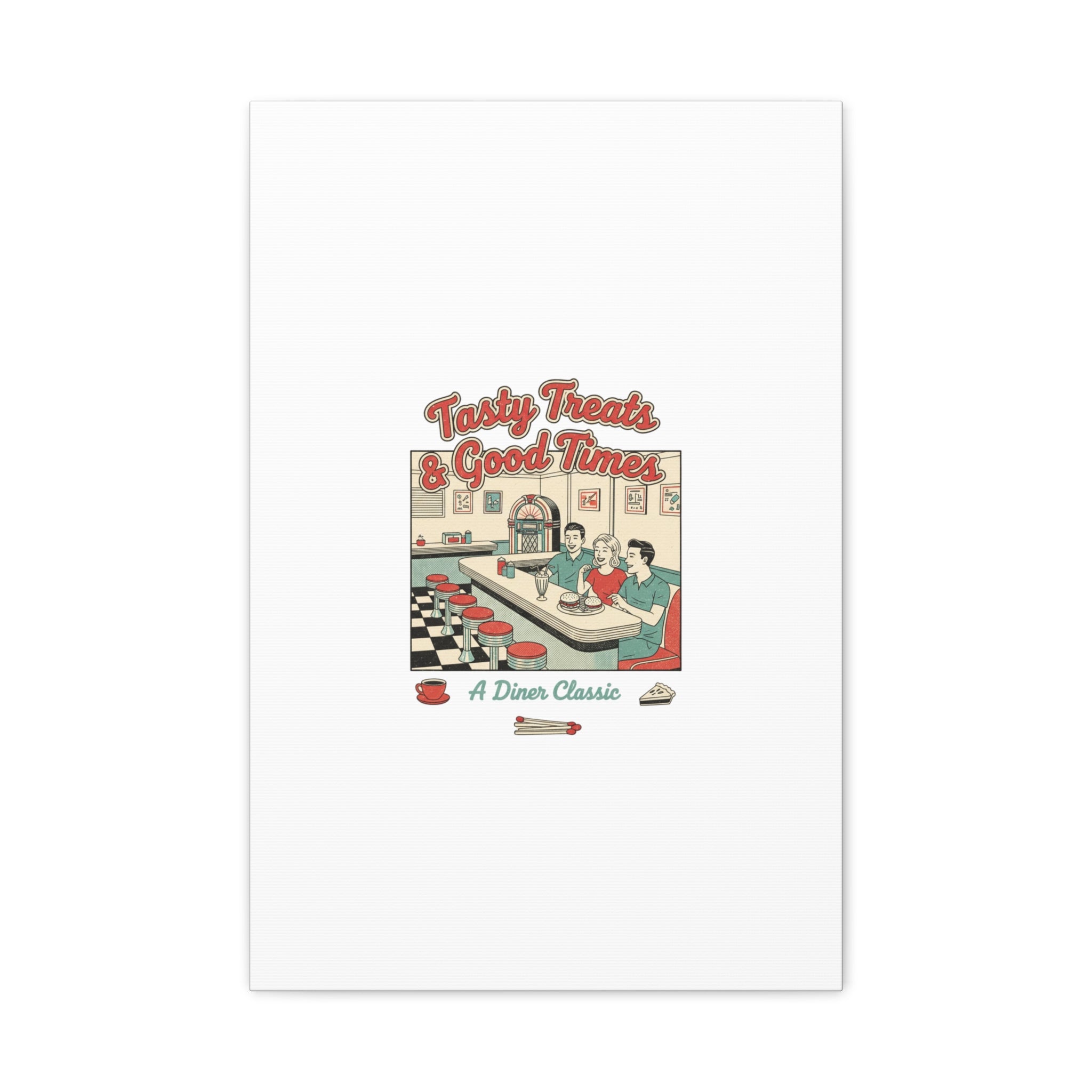 Diner Matchbook Ephemera Canvas | Vintage Americana diner print, retro micro ad art