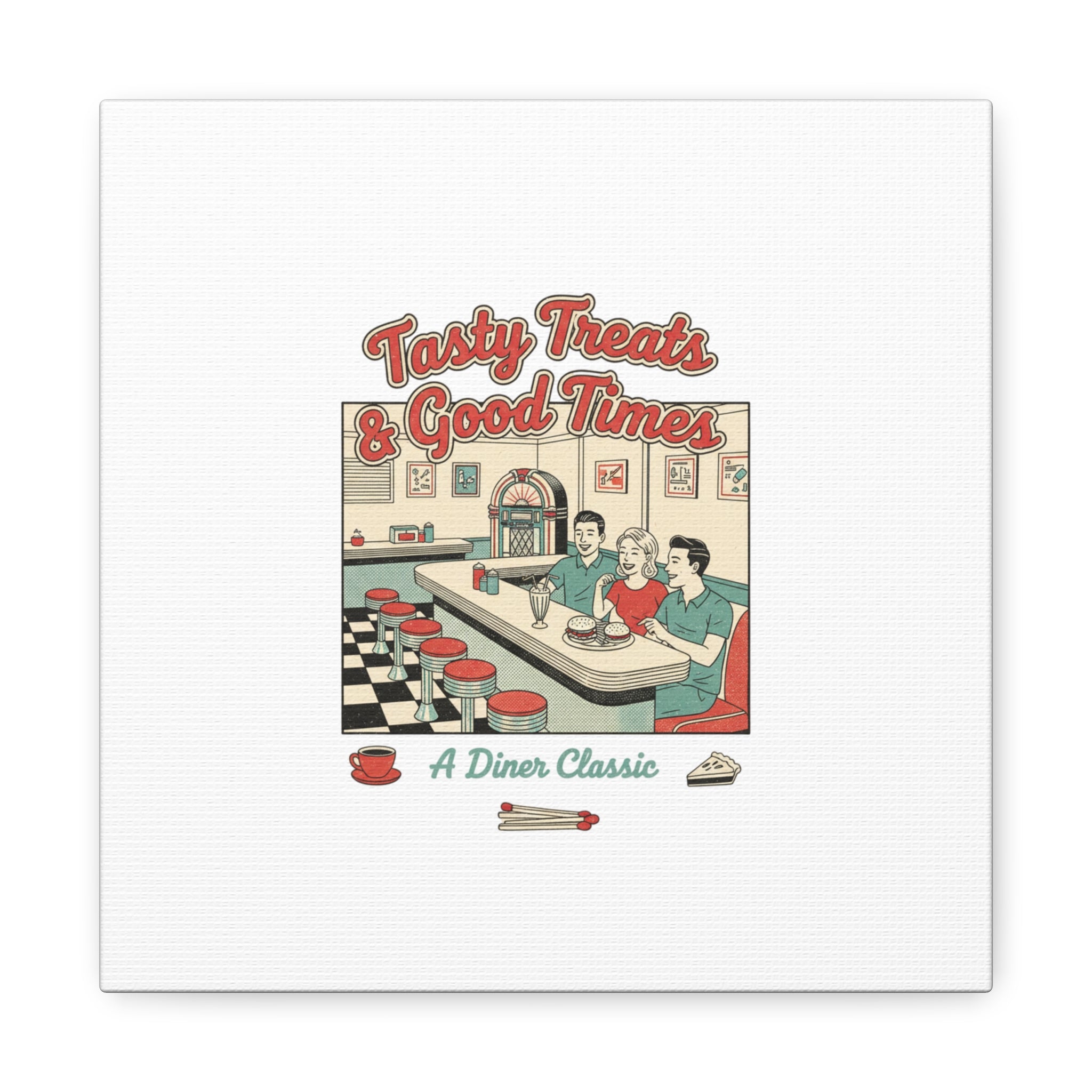 Diner Matchbook Ephemera Canvas | Vintage Americana diner print, retro micro ad art