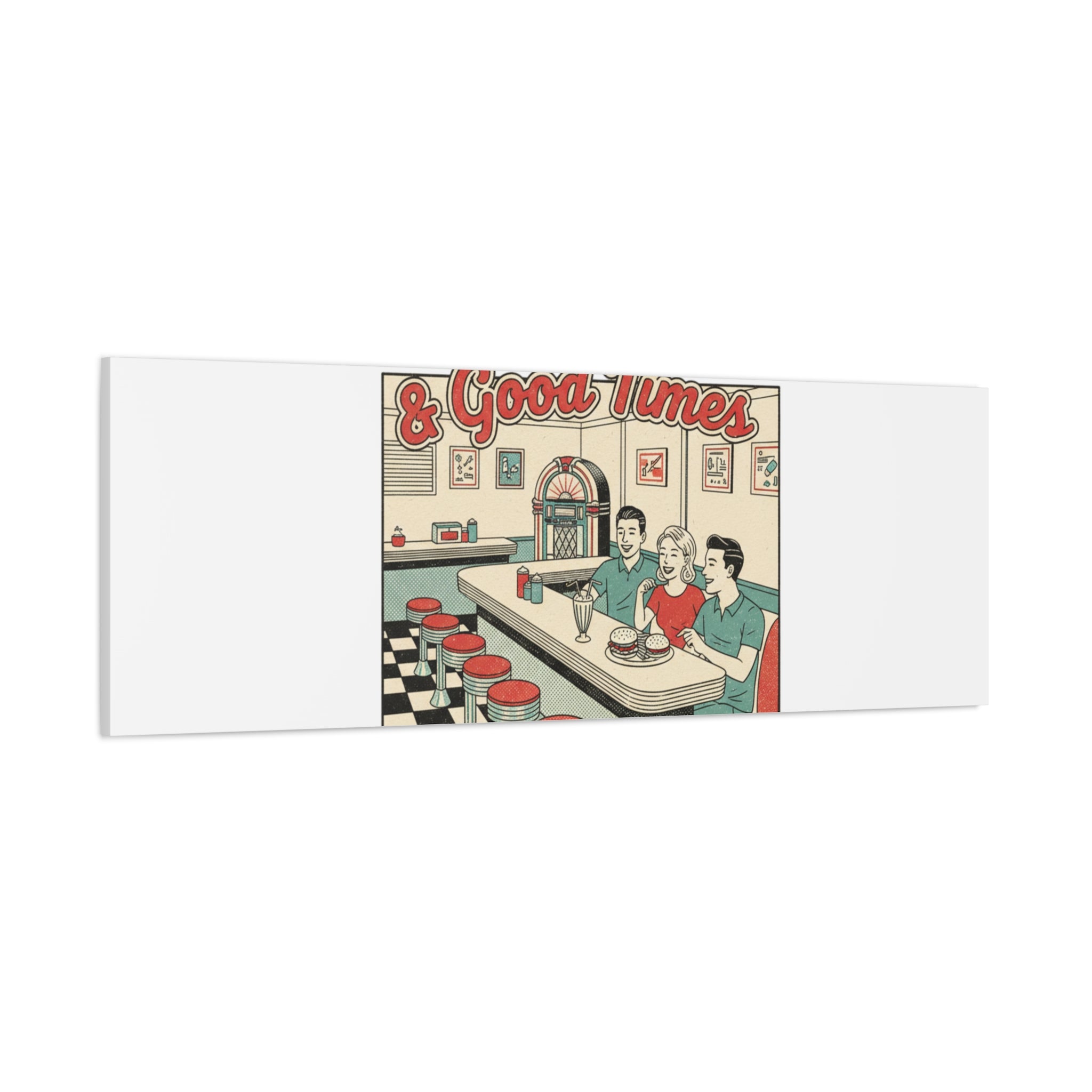 Diner Matchbook Ephemera Canvas | Vintage Americana diner print, retro micro ad art