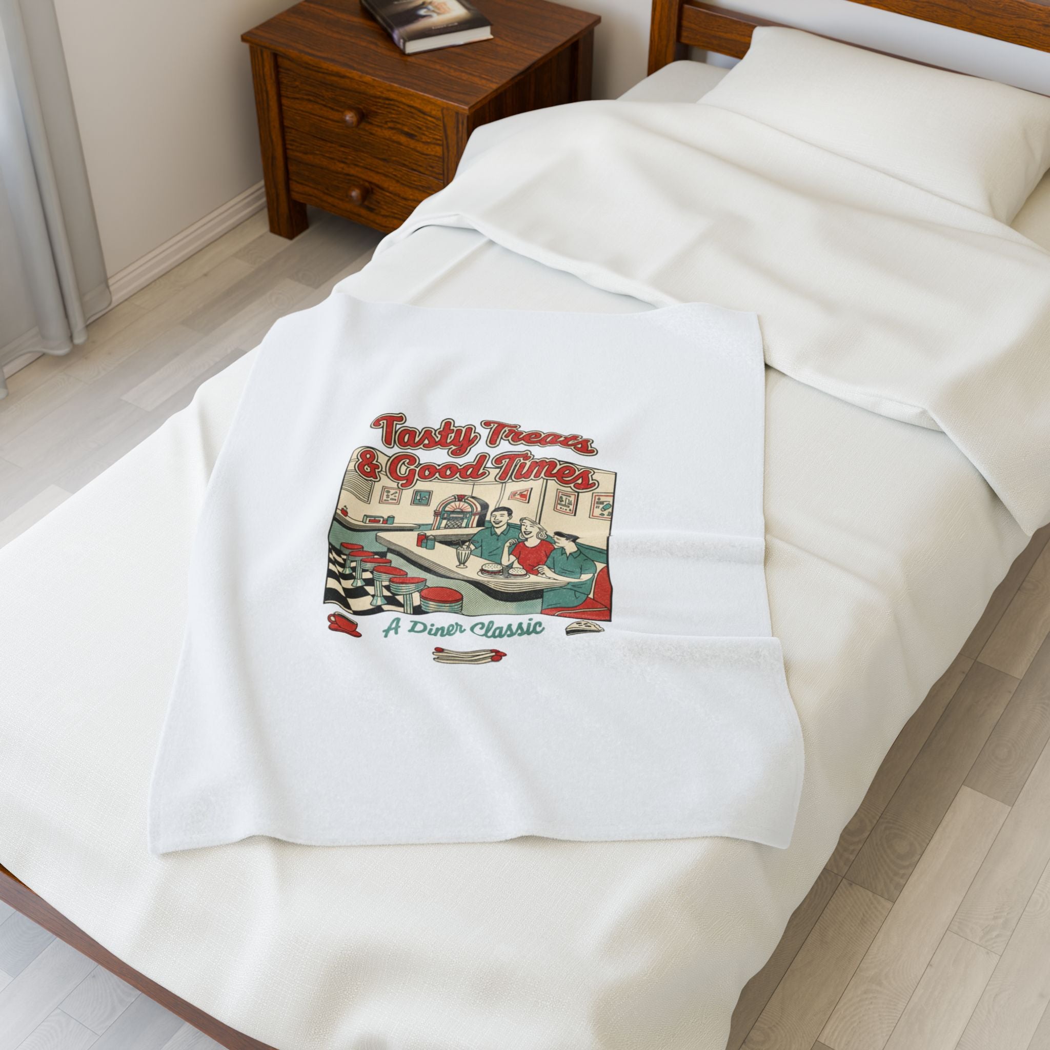 Diner Matchbook Graphic Velveteen Blanket | Vintage Ephemera, Retro Micro Ad Print
