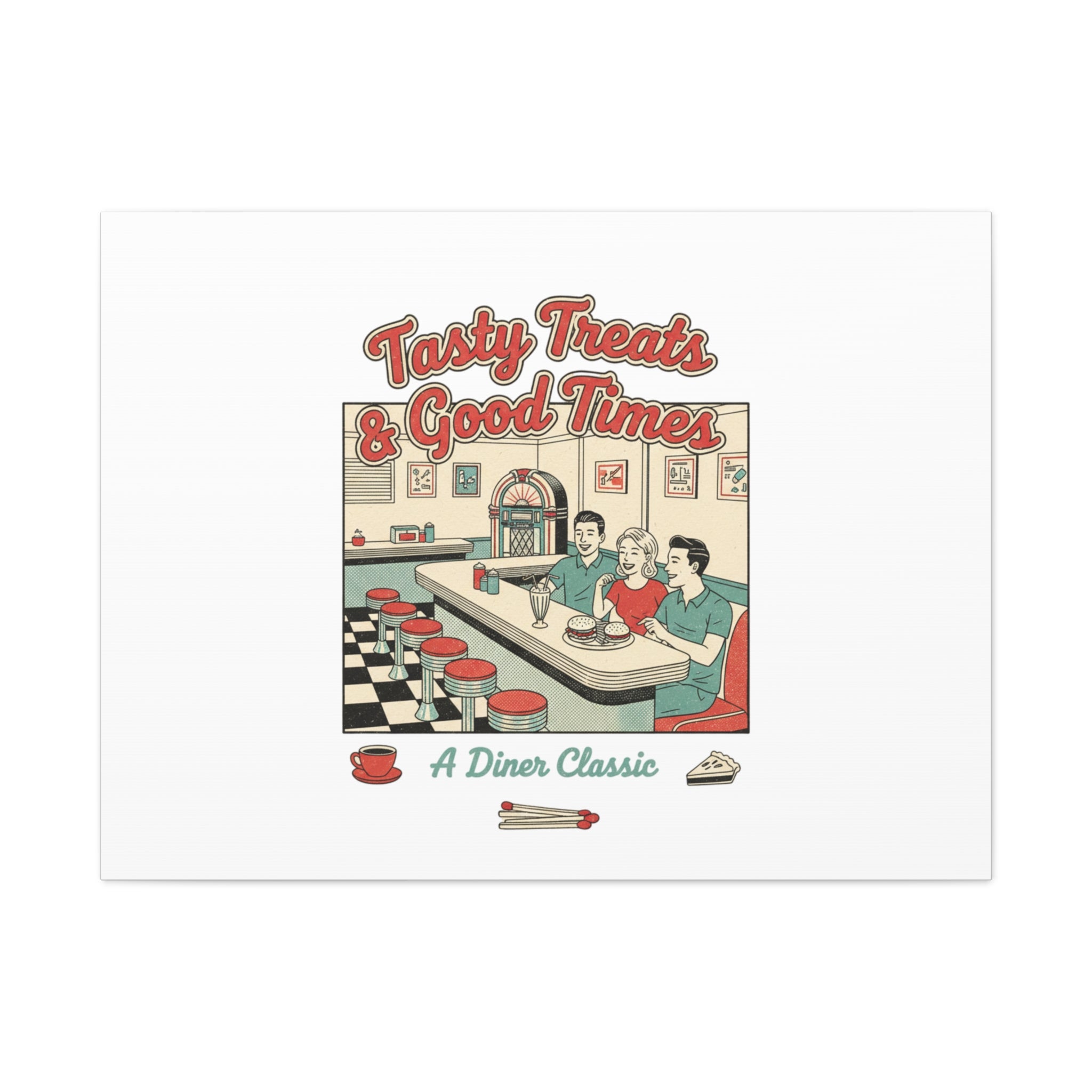 Diner Matchbook Ephemera Canvas | Vintage Americana diner print, retro micro ad art