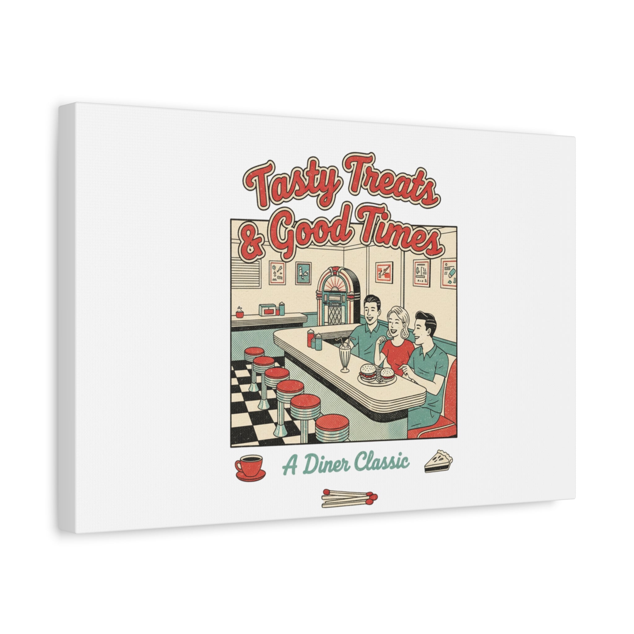 Diner Matchbook Ephemera Canvas | Vintage Americana diner print, retro micro ad art