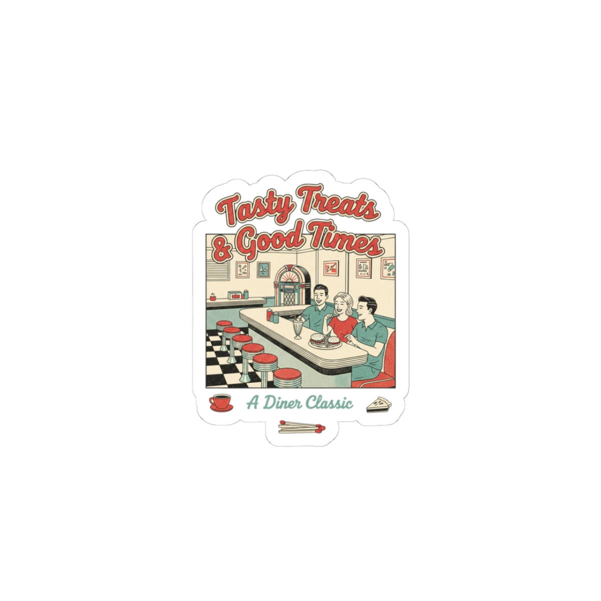 Diner Matchbook Sticker | Vintage Ephemera Art, Retro Micro Ad