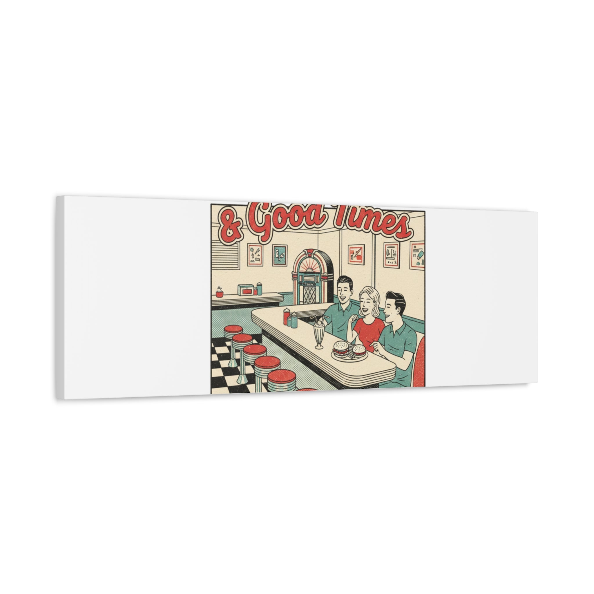 Diner Matchbook Ephemera Canvas | Vintage Americana diner print, retro micro ad art