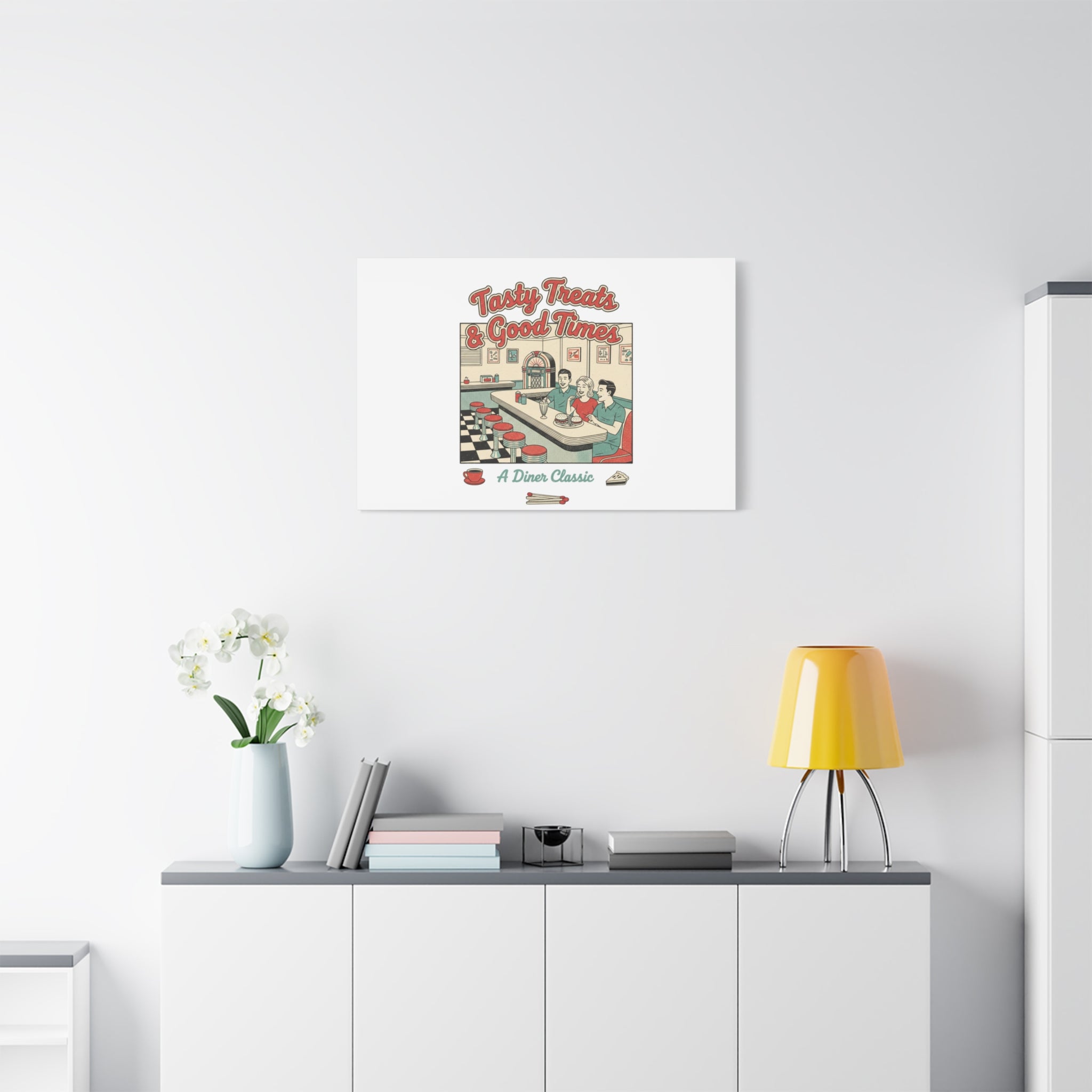 Diner Matchbook Ephemera Canvas | Vintage Americana diner print, retro micro ad art