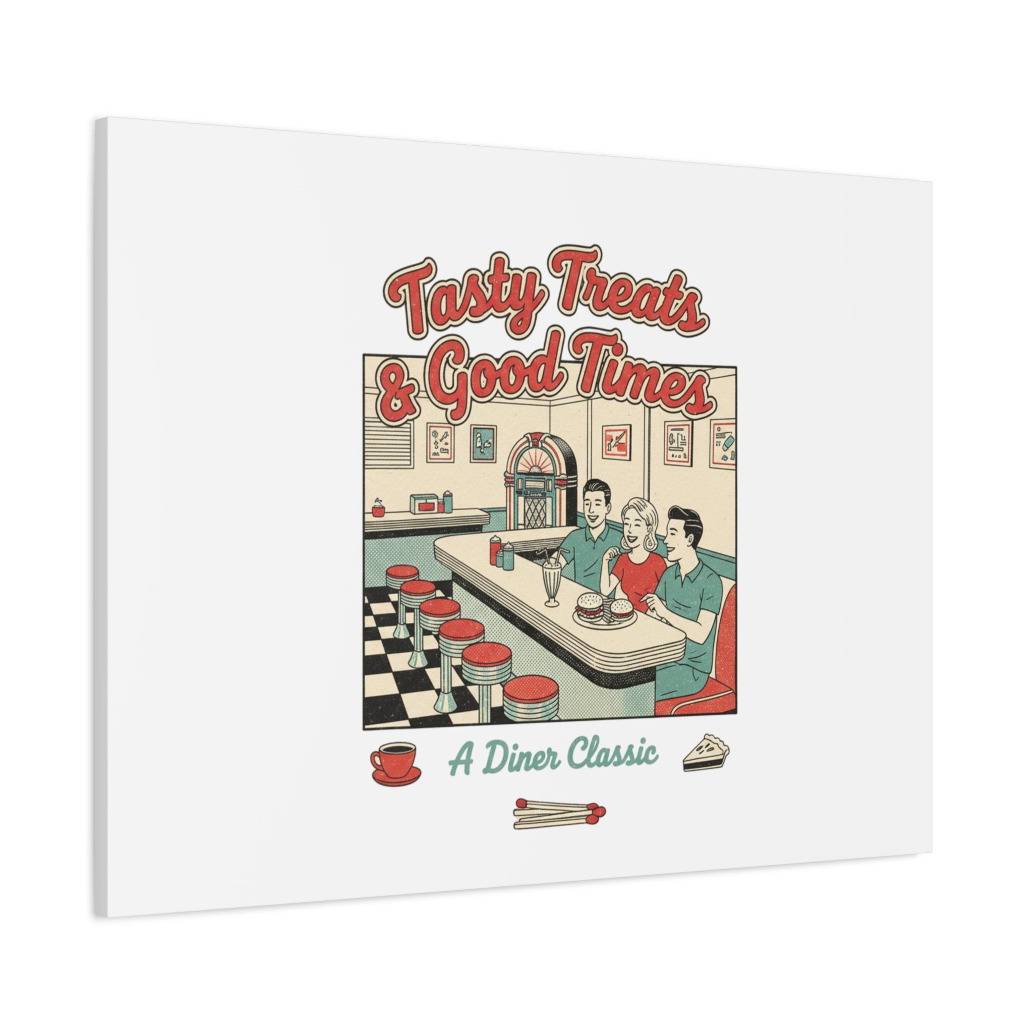 Diner Matchbook Ephemera Canvas | Vintage Americana diner print, retro micro ad art