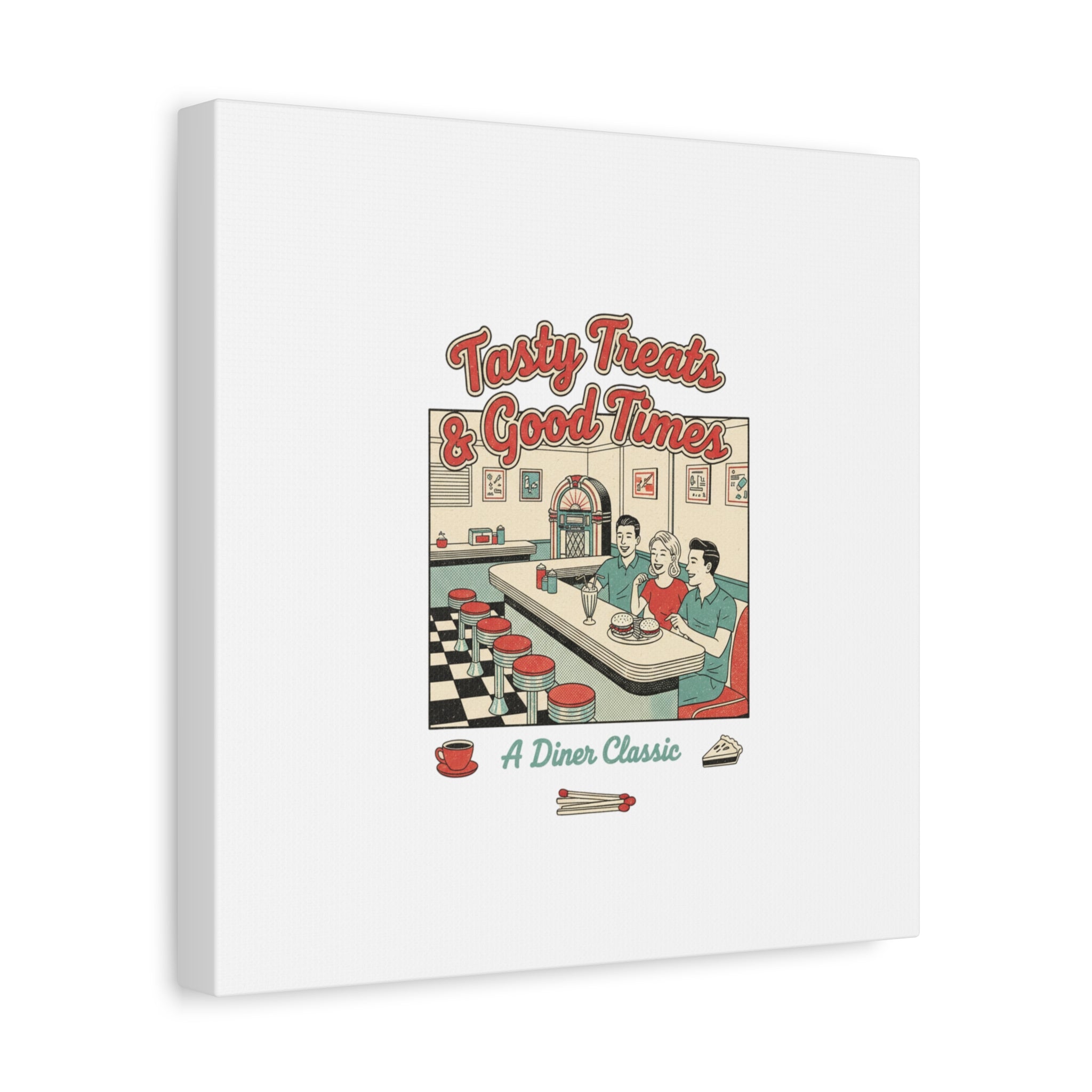Diner Matchbook Ephemera Canvas | Vintage Americana diner print, retro micro ad art