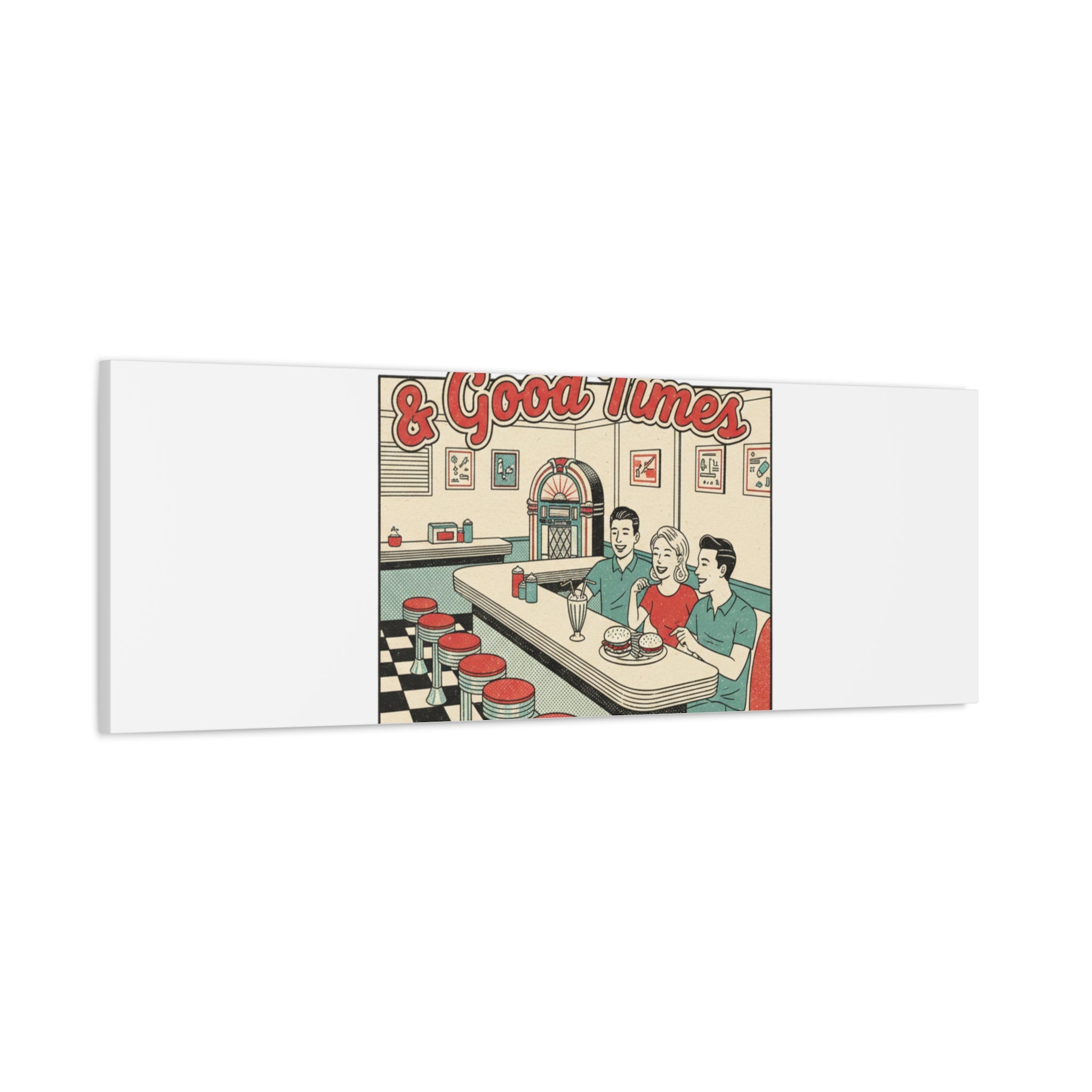 Diner Matchbook Ephemera Canvas | Vintage Americana diner print, retro micro ad art